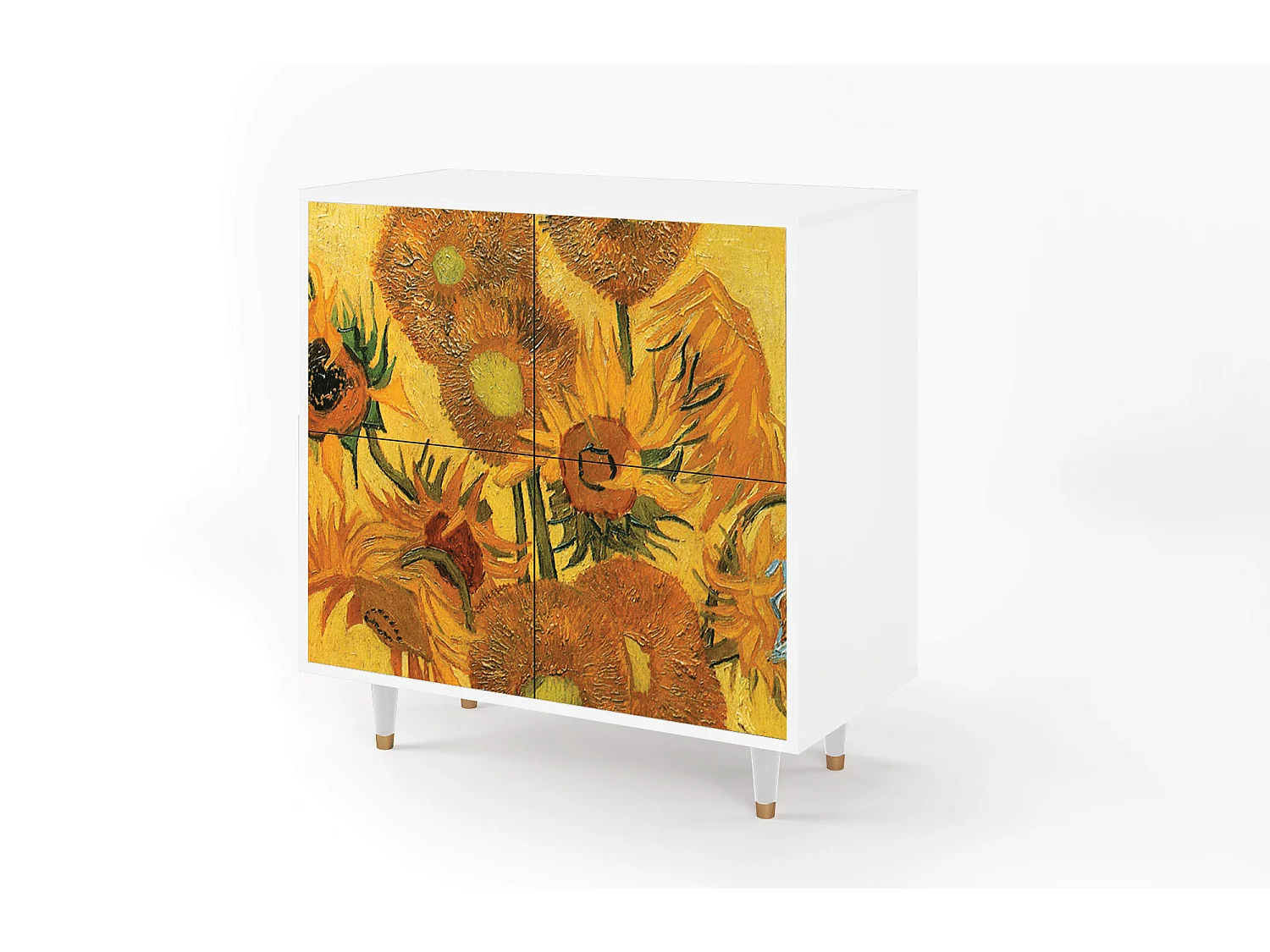 Kredens - 94x96x48 cm - BS3 - Sunflowers, Biały