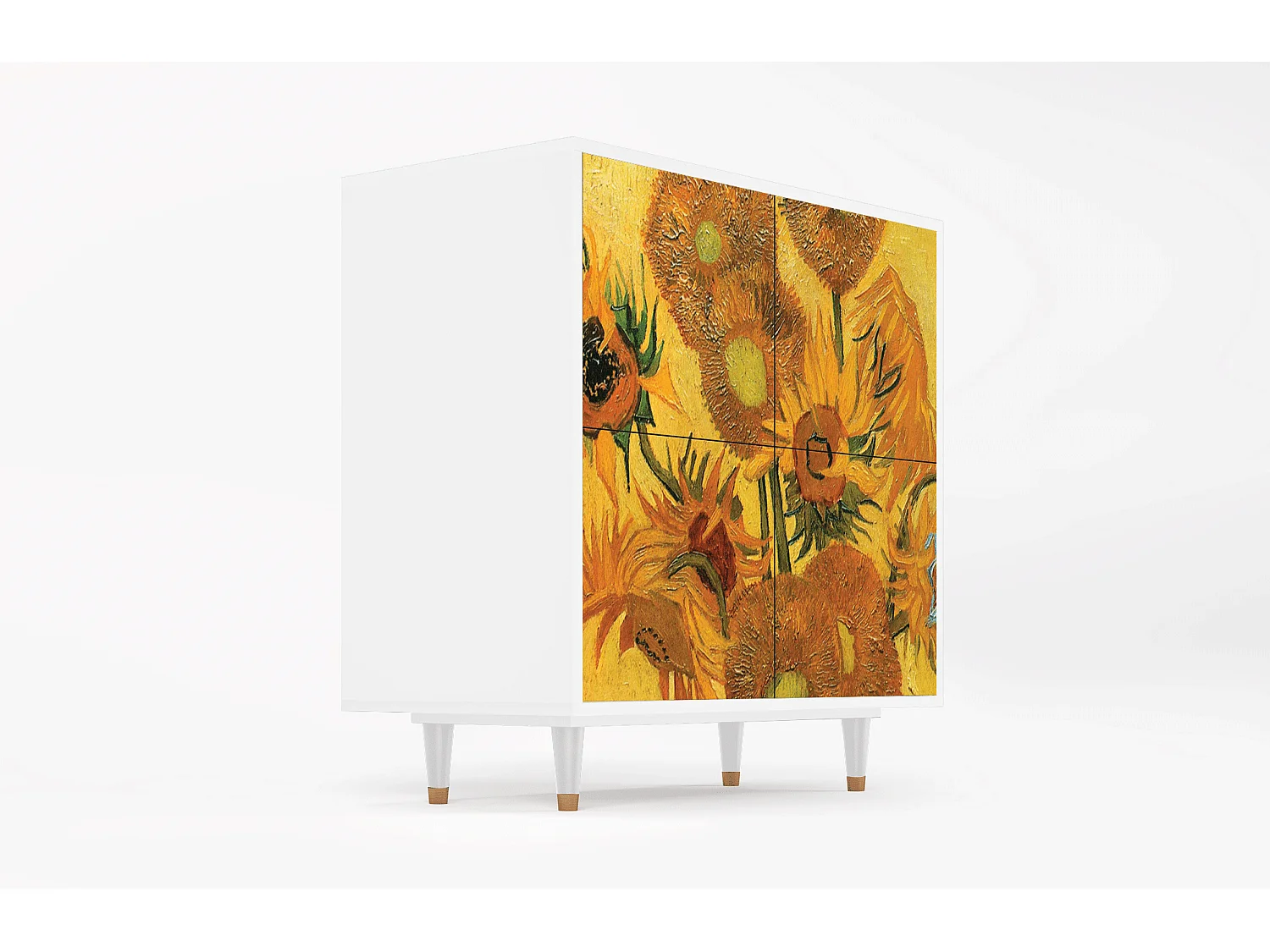 Kredens - 94x96x48 cm - BS3 - Sunflowers, Biały