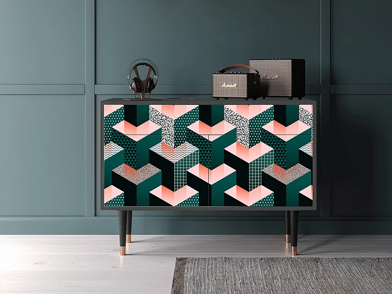 Kredens - 115x85x48 cm - BS4 - Geometric Madness, Antracyt