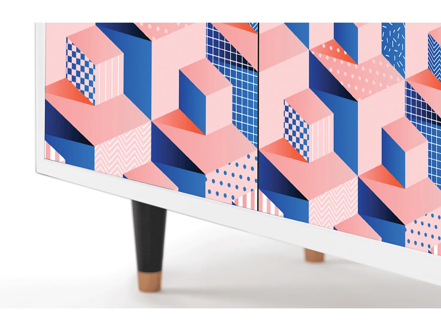 Kredens - 94x96x48 cm - BS3 - Pinky Squares, Biały