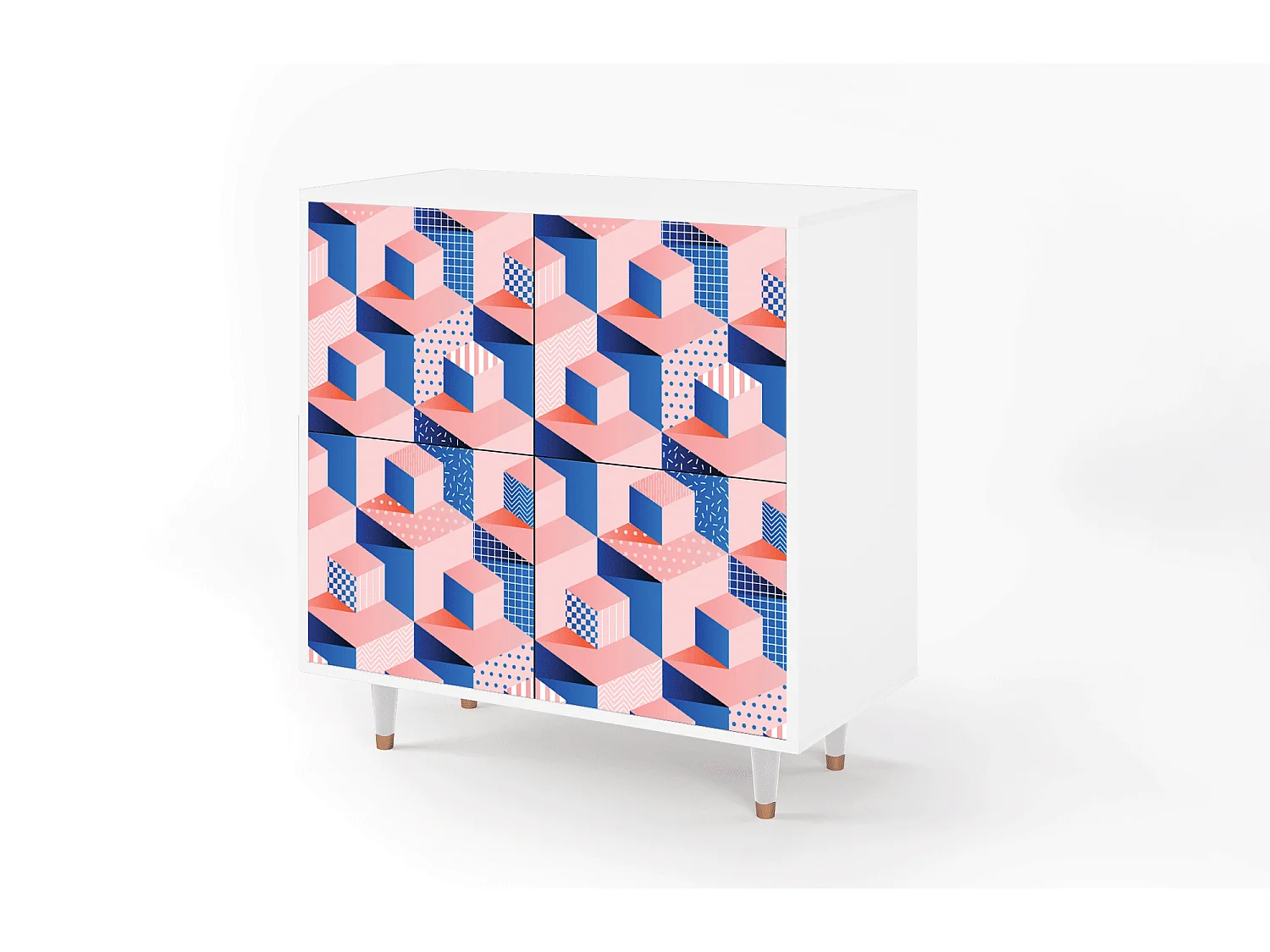 Credenza - 94x96x48 cm - BS3 - Pinky Squares, Bianco