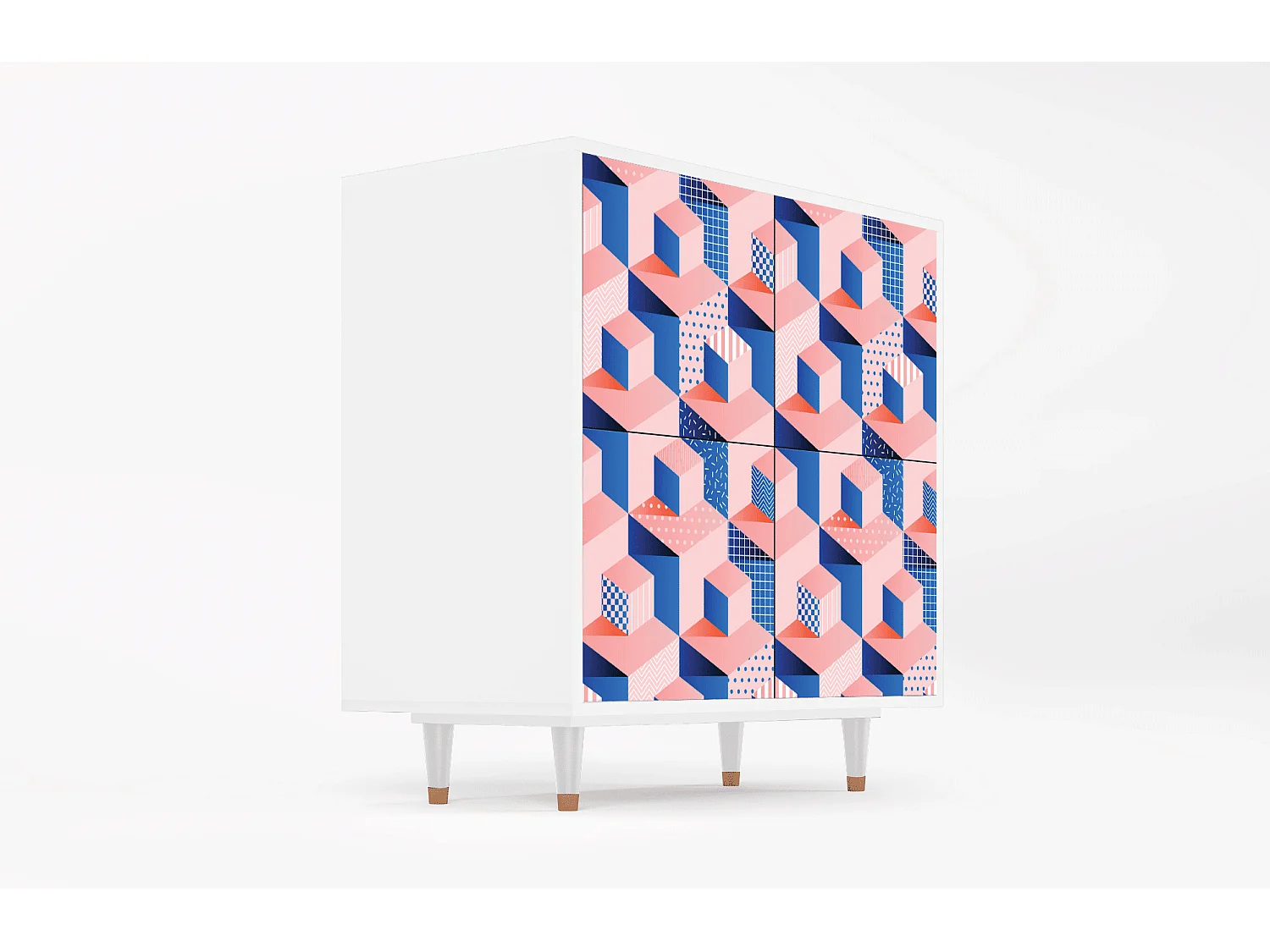 Buffet - 94x96x48 cm - BS3 - Pinky Squares, Blanc