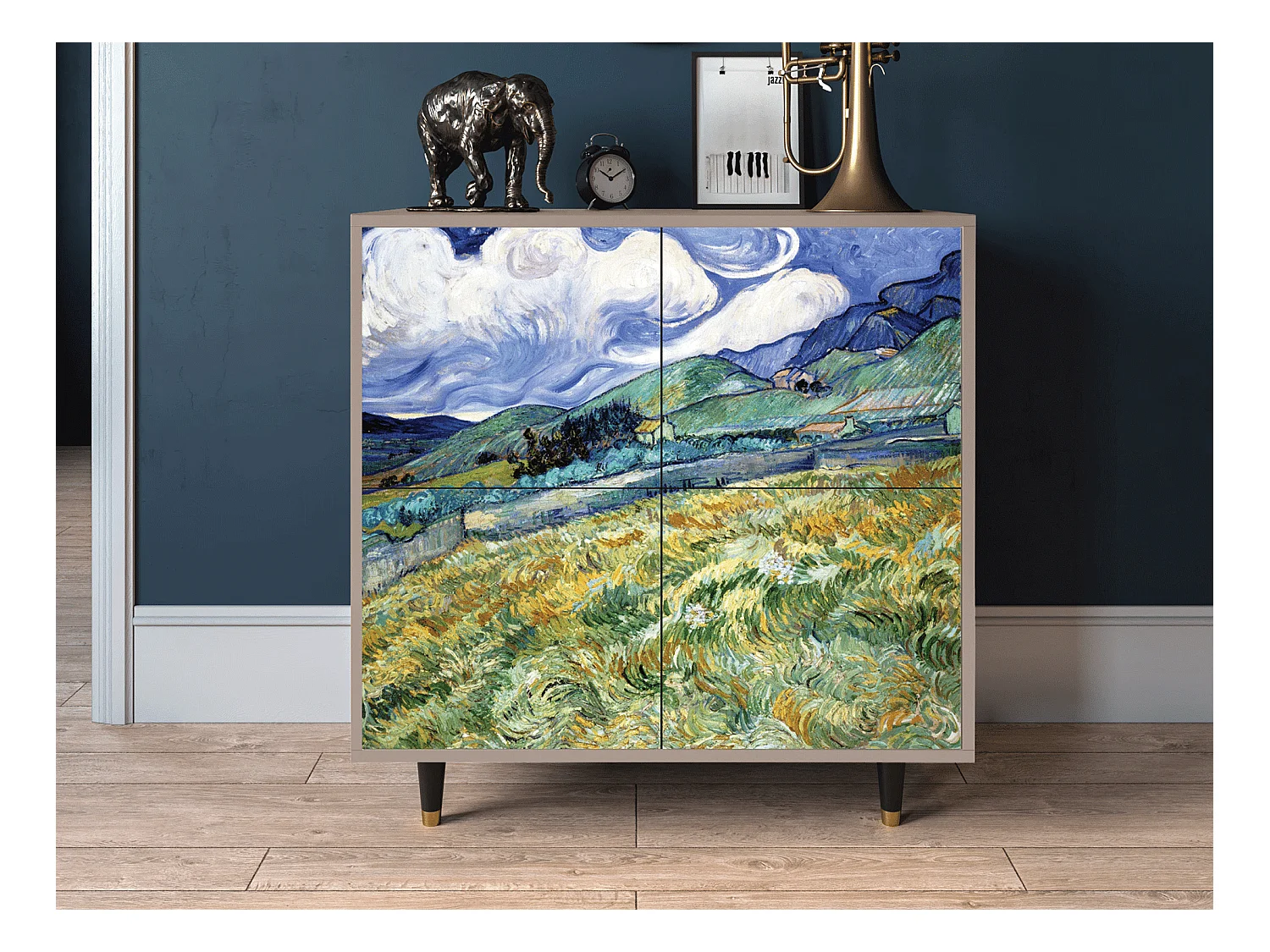 Kredens - 94x96x48 cm - BS3 - Landscape, Latte