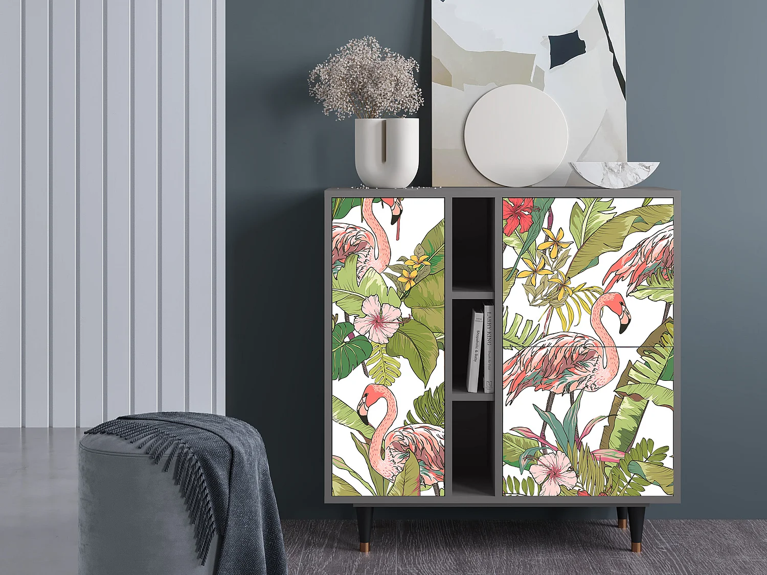 Kredens - 94х96х41 cm - BS5 - Sweet Flamingo, Szary