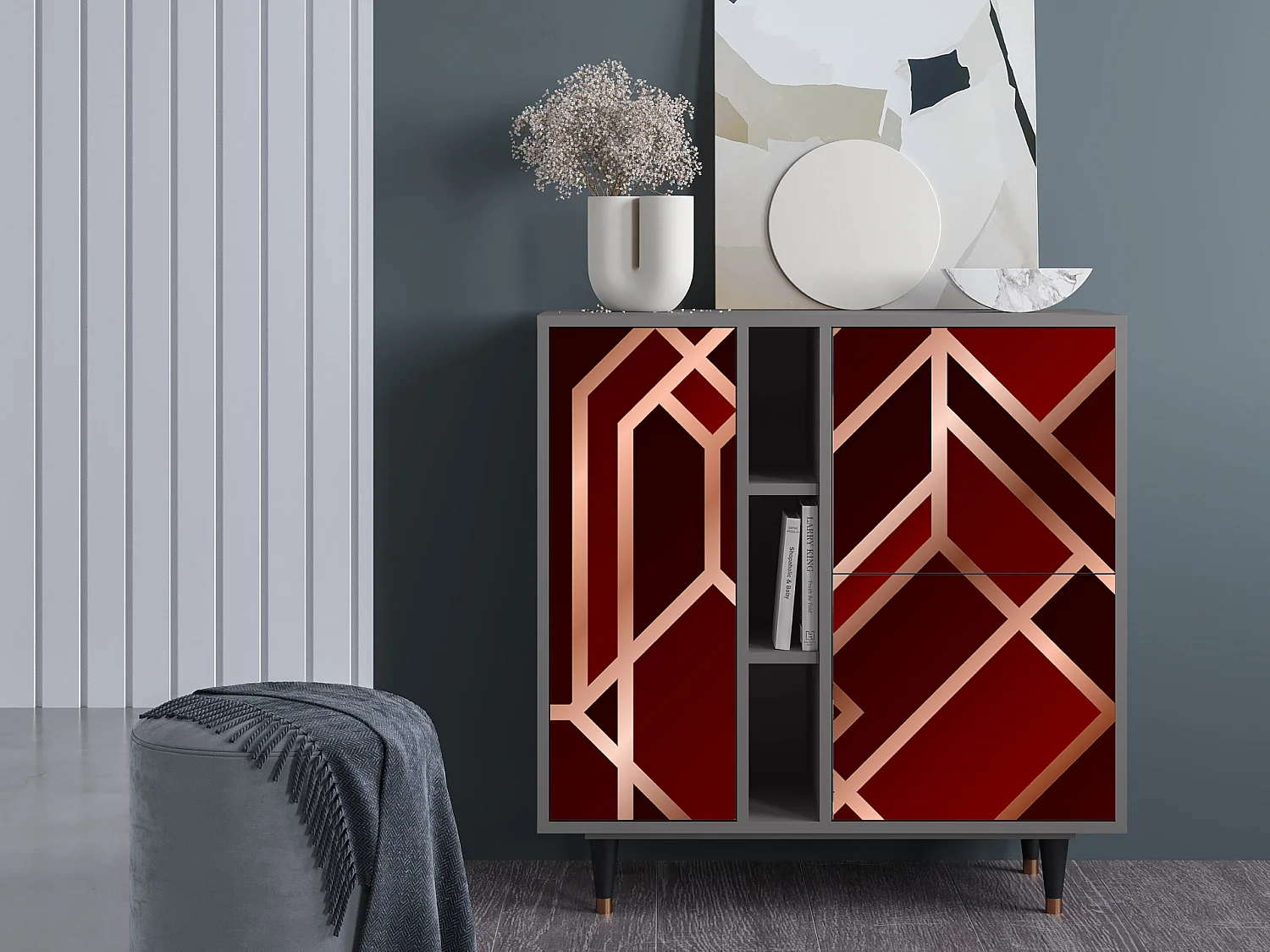 Kredens - 94х96х41 cm - BS5 - Velvet 1920's, Szary