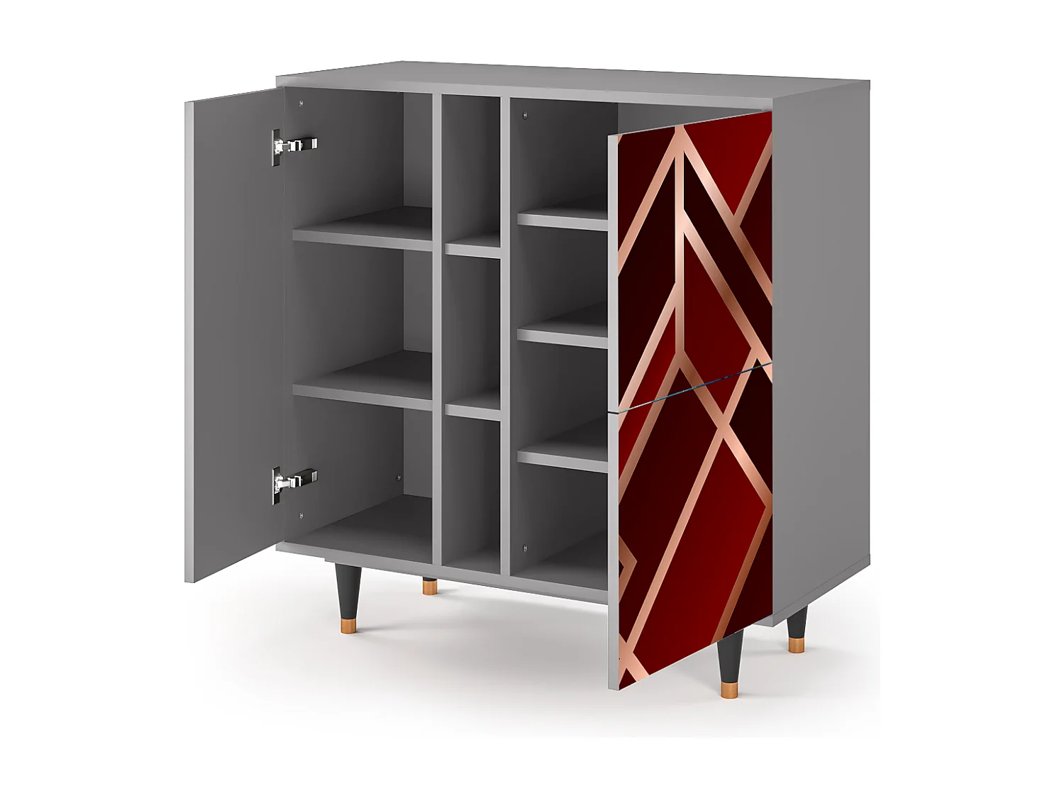 Kredens - 94х96х41 cm - BS5 - Velvet 1920's, Szary