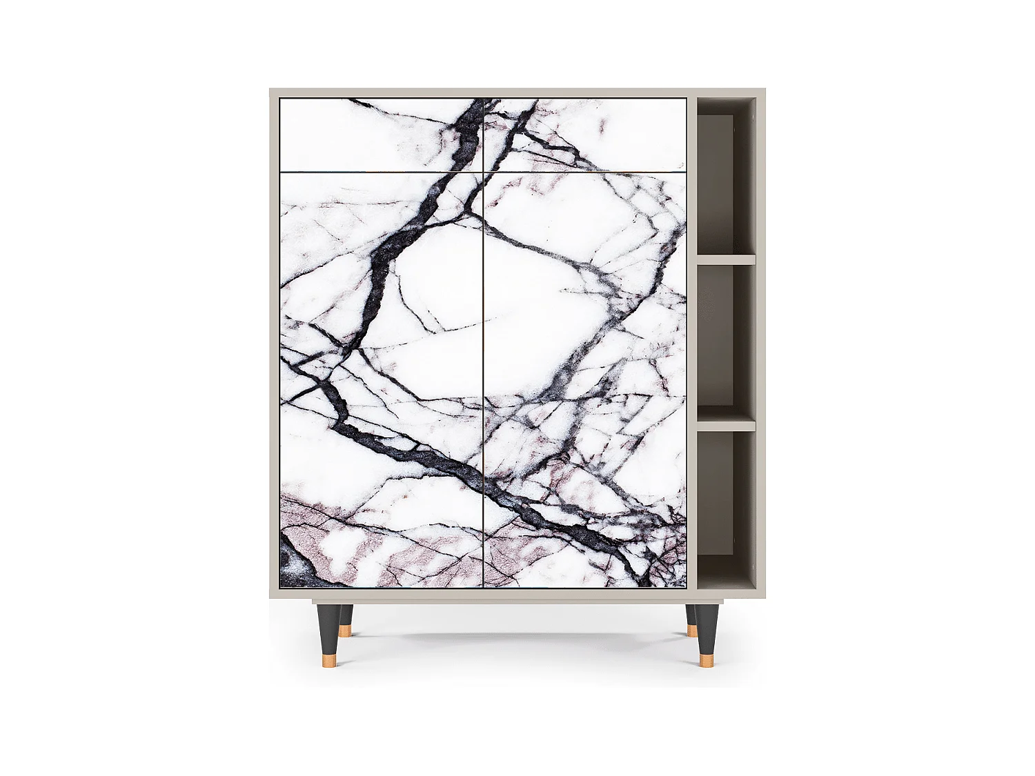 Kredens - 96х110х41 cm - BS6 - Raven Marble, Piaskowy