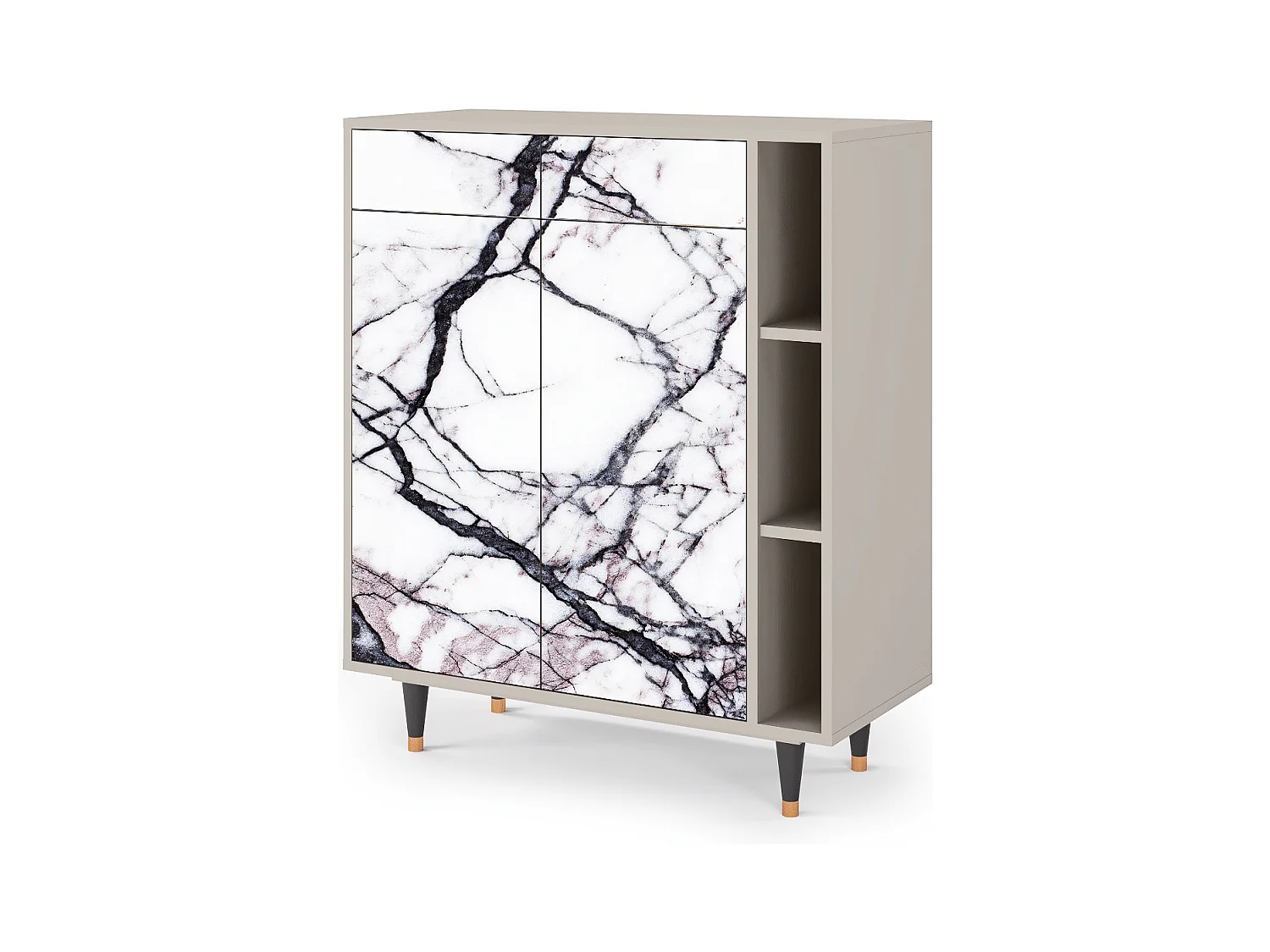 Kredens - 96х110х41 cm - BS6 - Raven Marble, Piaskowy