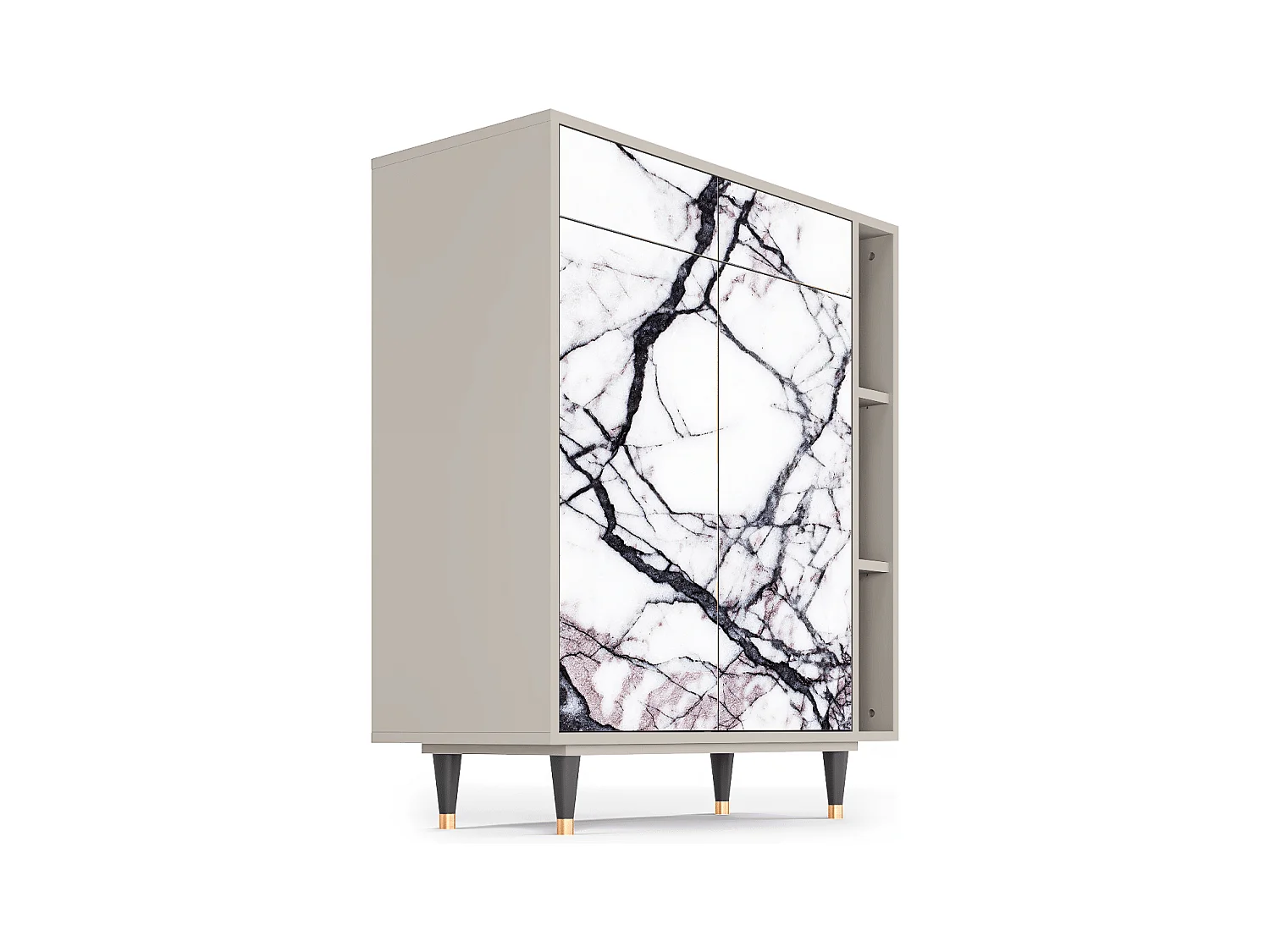 Kredens - 96х110х41 cm - BS6 - Raven Marble, Piaskowy