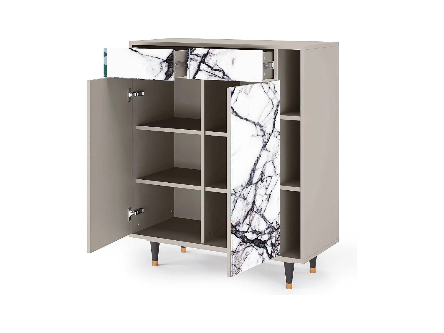 Kredens - 96х110х41 cm - BS6 - Raven Marble, Piaskowy