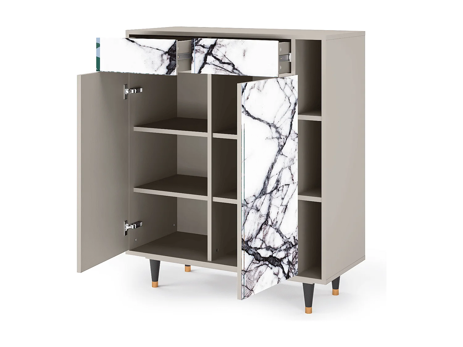 Kredens - 96х110х41 cm - BS6 - Raven Marble, Piaskowy