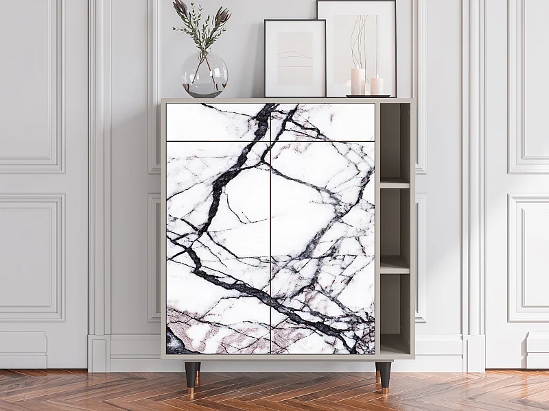 Kredens - 96х110х41 cm - BS6 - Raven Marble, Piaskowy