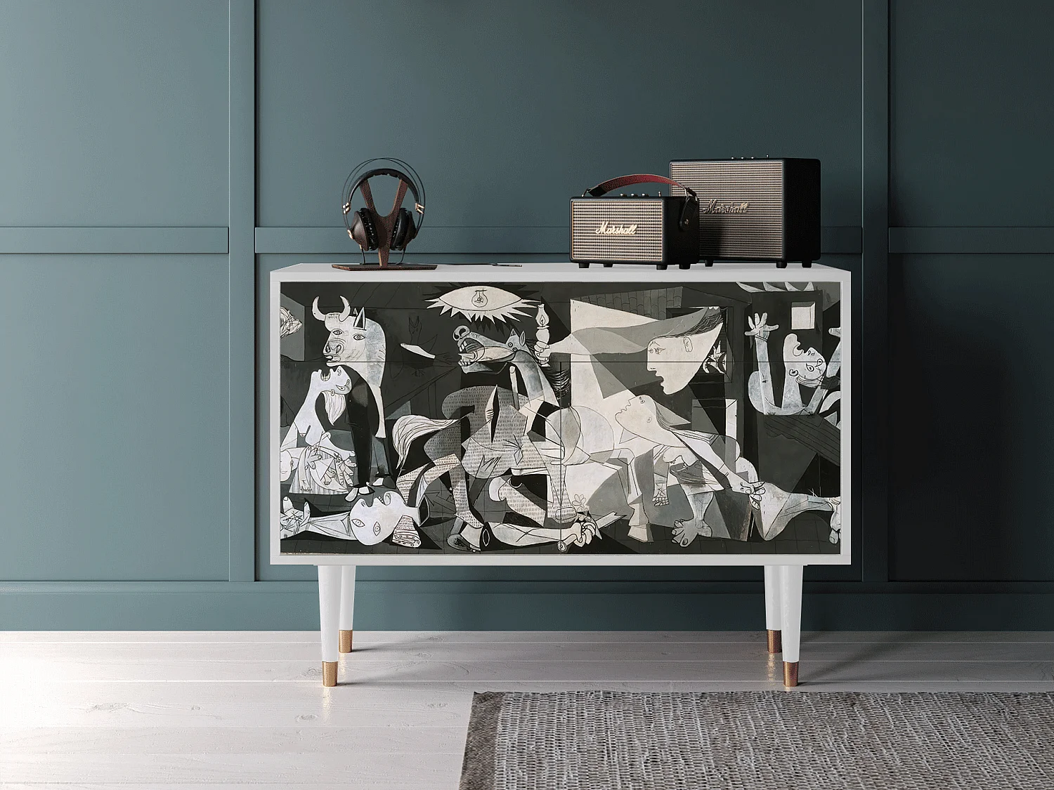 Kredens - 115x85x48 cm - BS4 - Guernica by Picasso, Biały