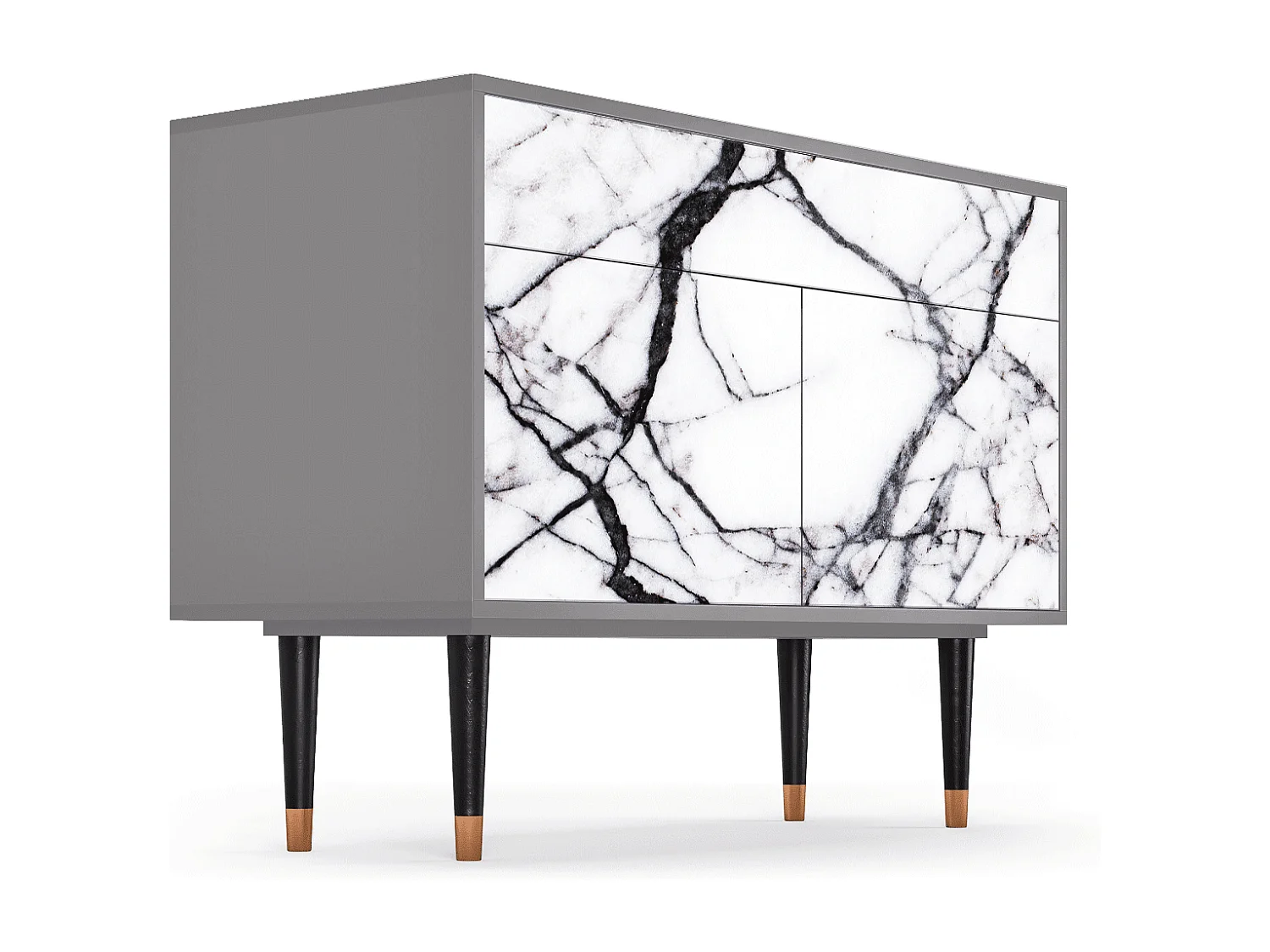 Dressoir - 115x85x48 cm - BS4 - Raven Marble, Grijs