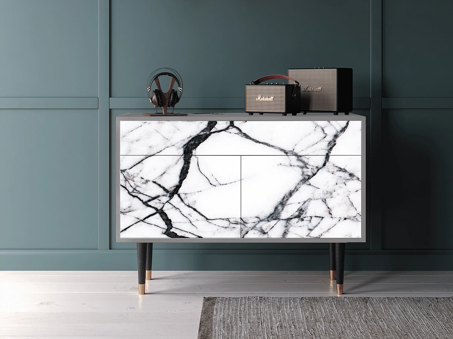 Buffet - 115x85x48 cm - BS4 - Raven Marble, Gris
