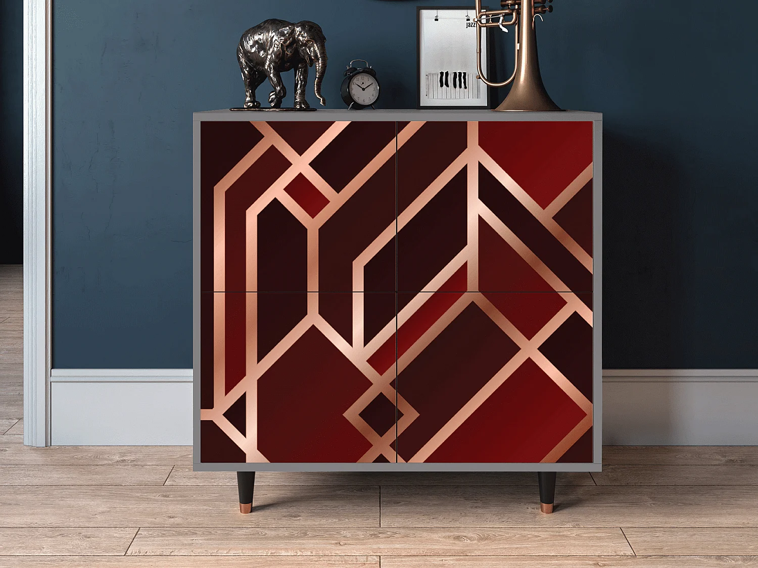 Dressoir - 94x96x48 cm - BS3 - Velvet 1920's, Grijs