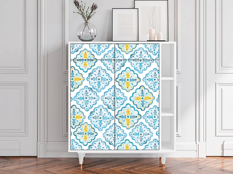 Kredens - 96х110х41 cm - BS6 - Portugese tiles, Biały