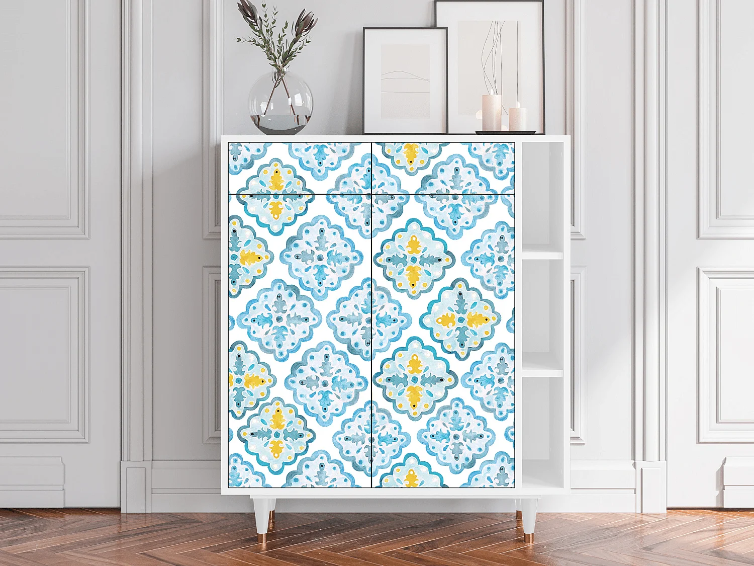 Sideboard - 96х110х41 cm - BS6 - Portugese tiles, Weiß