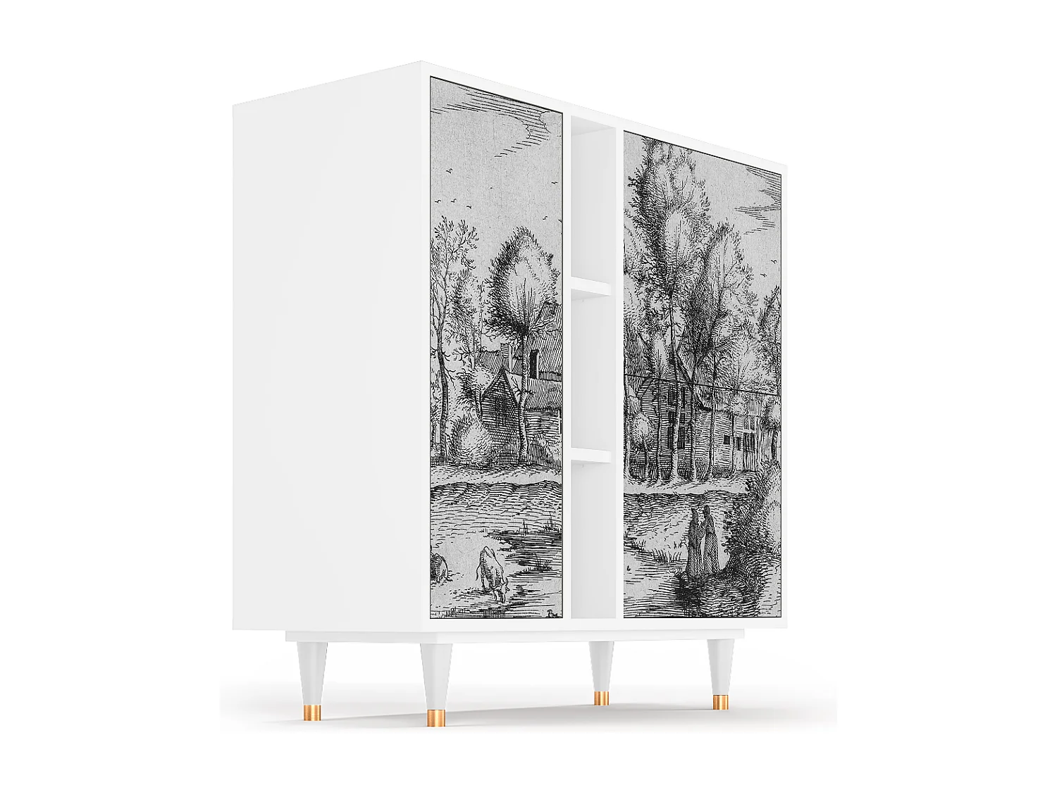 Kredens - 94х96х41 cm - BS5 - A Pond, Biały