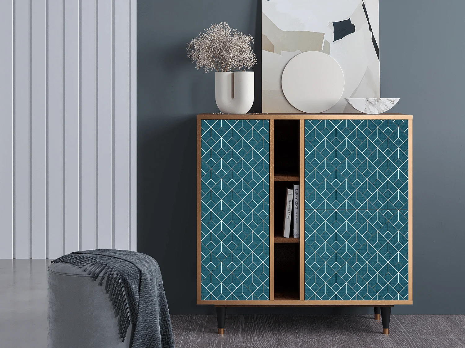 Buffet - 94х96х41 cm - BS5 - Turquoise Geometry, Noyer