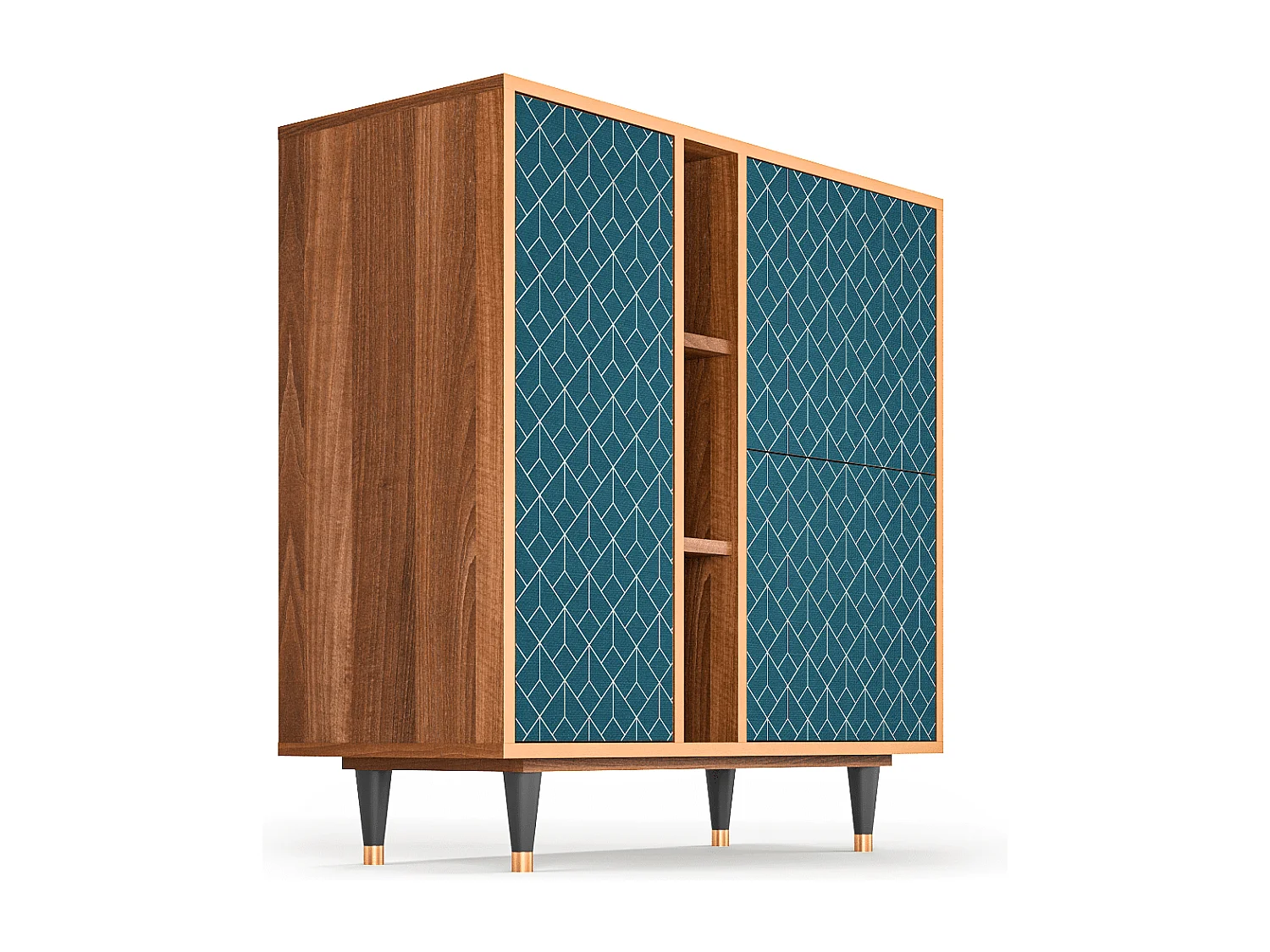 Kredens - 94х96х41 cm - BS5 - Turquoise Geometry, Orzech