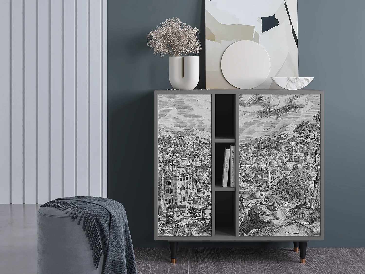 Credenza - 94х96х41 cm - BS5 - Bird Dropping, Grigio