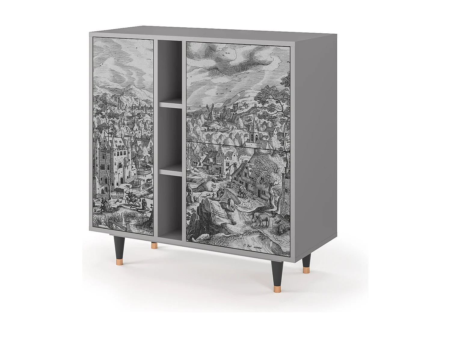 Sideboard - 94х96х41 cm - BS5 - Bird Dropping, Grau