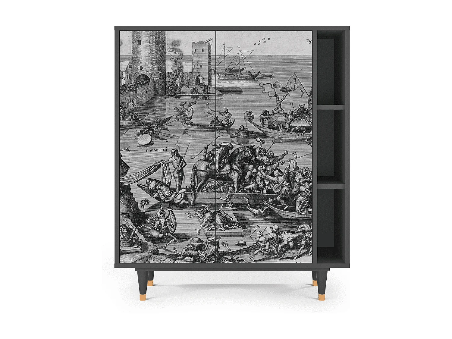 Kredens - 96х110х41 cm - BS6 - Saint Martin, Antracyt