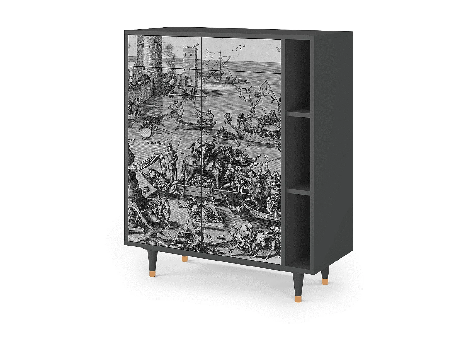 Kredens - 96х110х41 cm - BS6 - Saint Martin, Antracyt