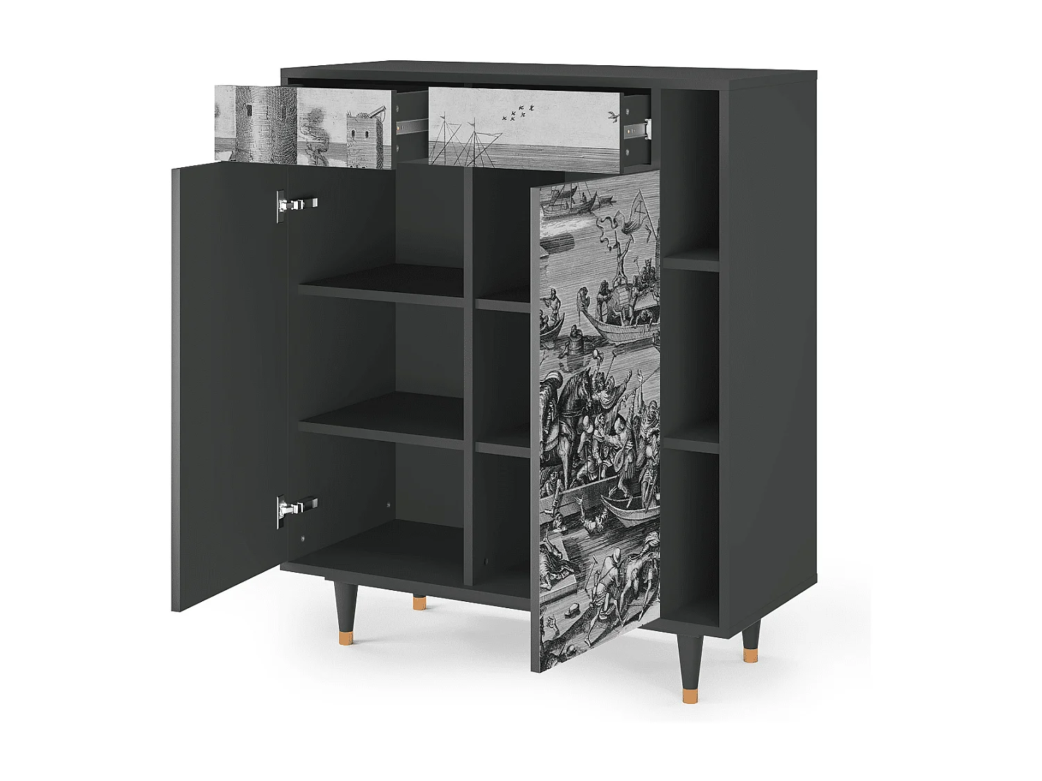 Kredens - 96х110х41 cm - BS6 - Saint Martin, Antracyt