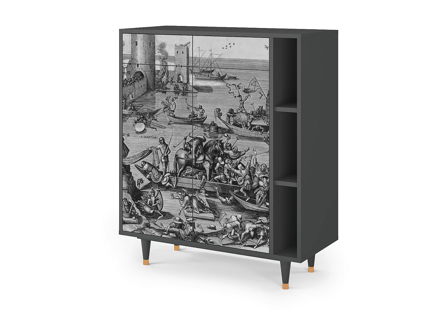 Kredens - 96х110х41 cm - BS6 - Saint Martin, Antracyt