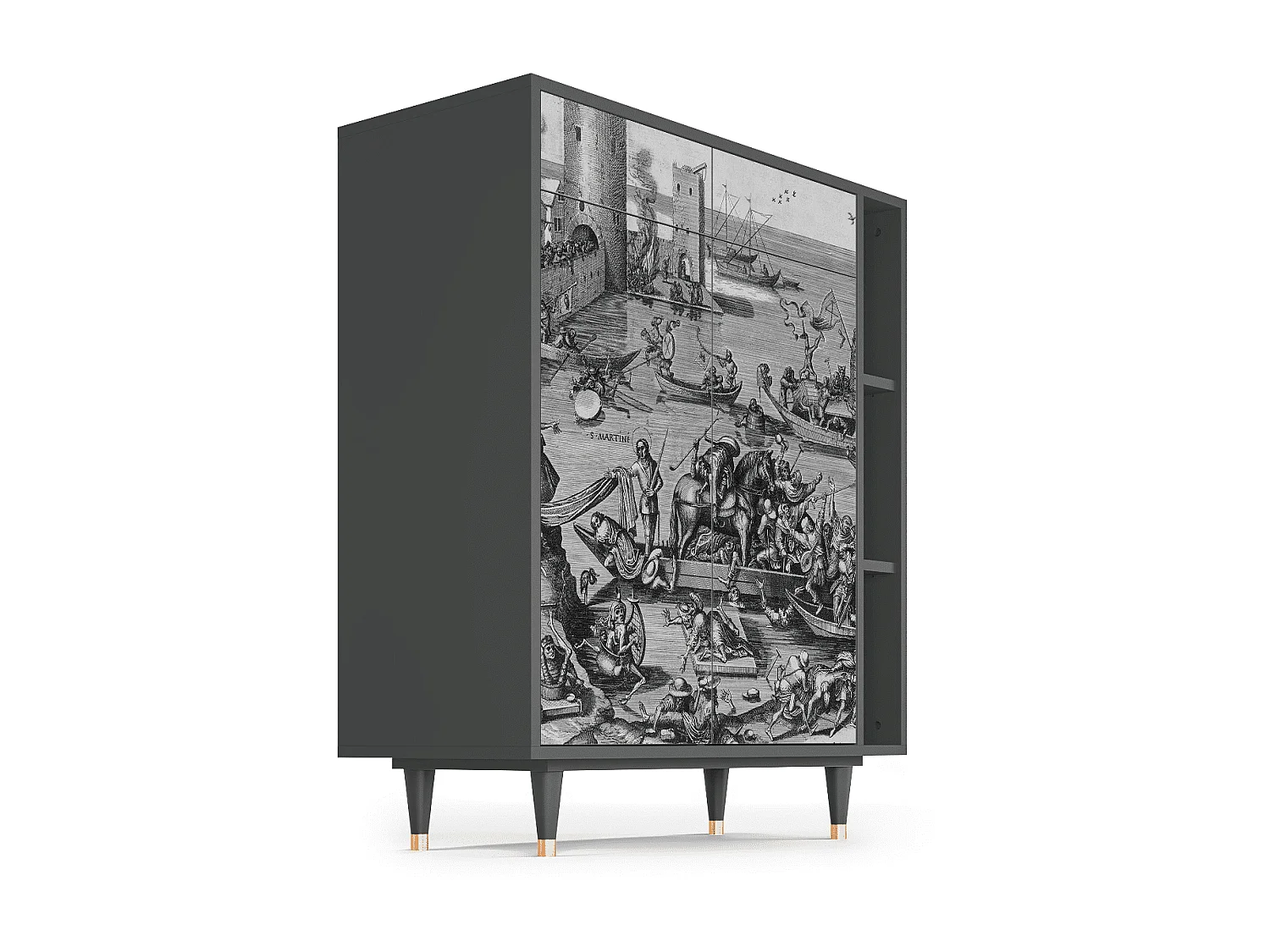 Kredens - 96х110х41 cm - BS6 - Saint Martin, Antracyt