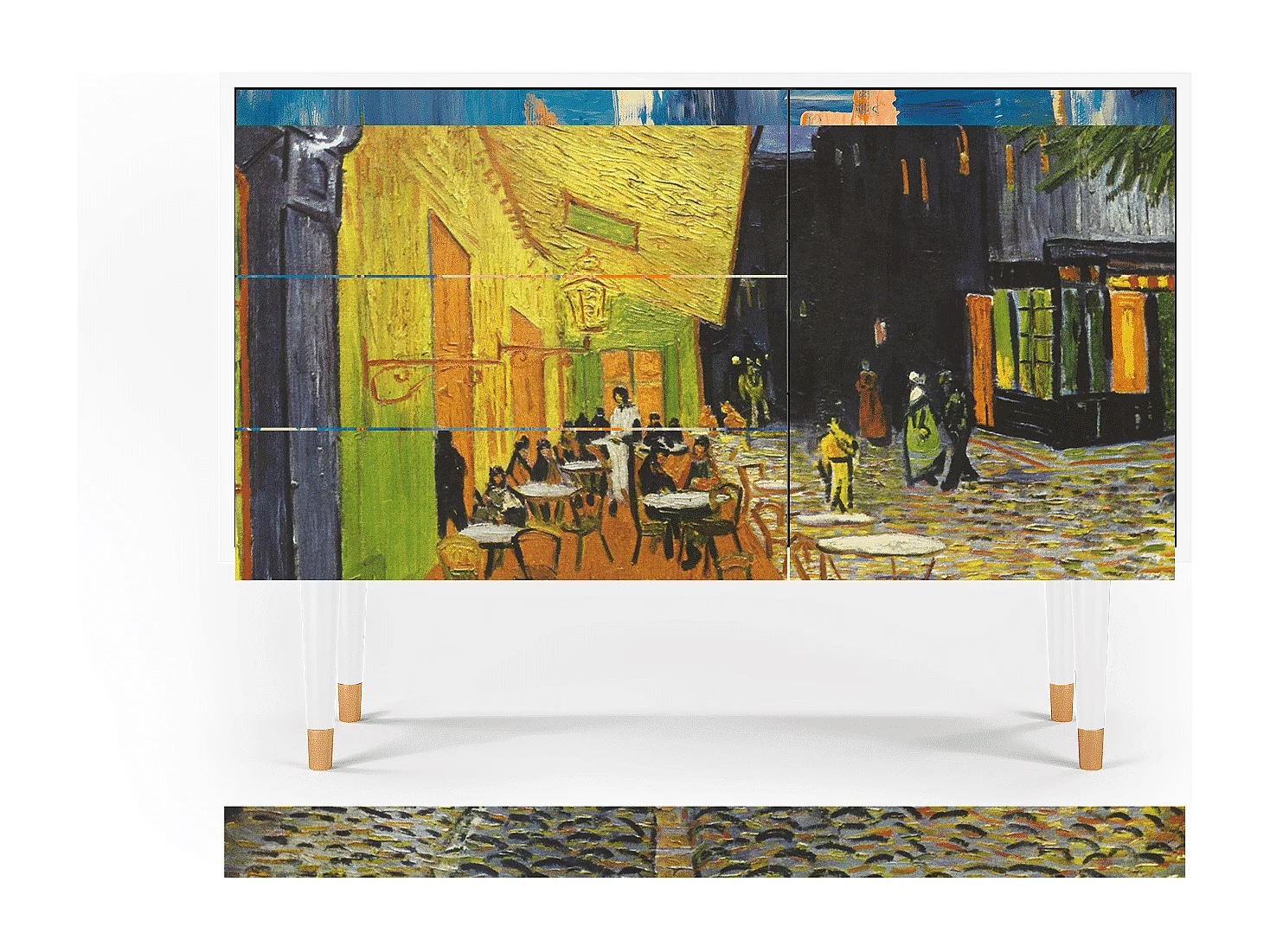 Kredens - 115х84х41 cm - S3 - Café Terrace at Night, Biały