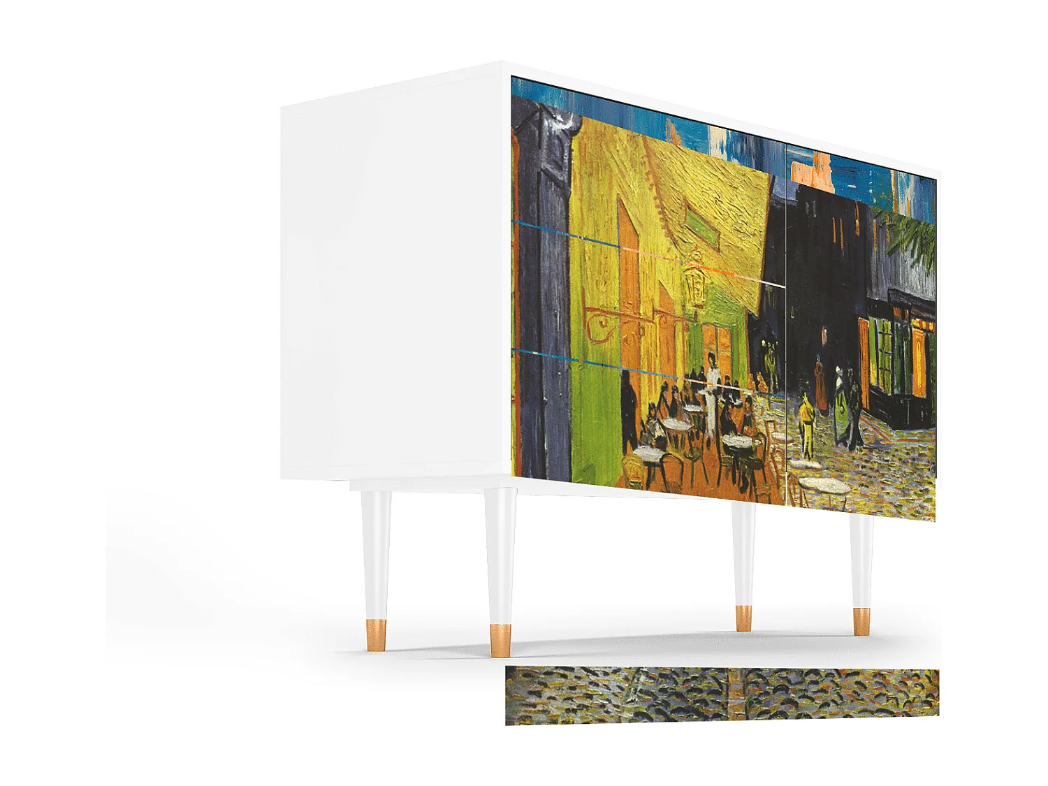 Kredens - 115х84х41 cm - S3 - Café Terrace at Night, Biały