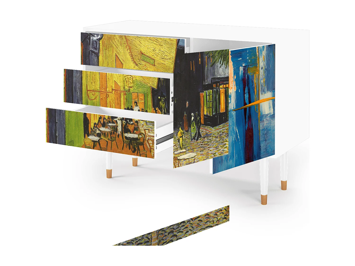 Kredens - 115х84х41 cm - S3 - Café Terrace at Night, Biały