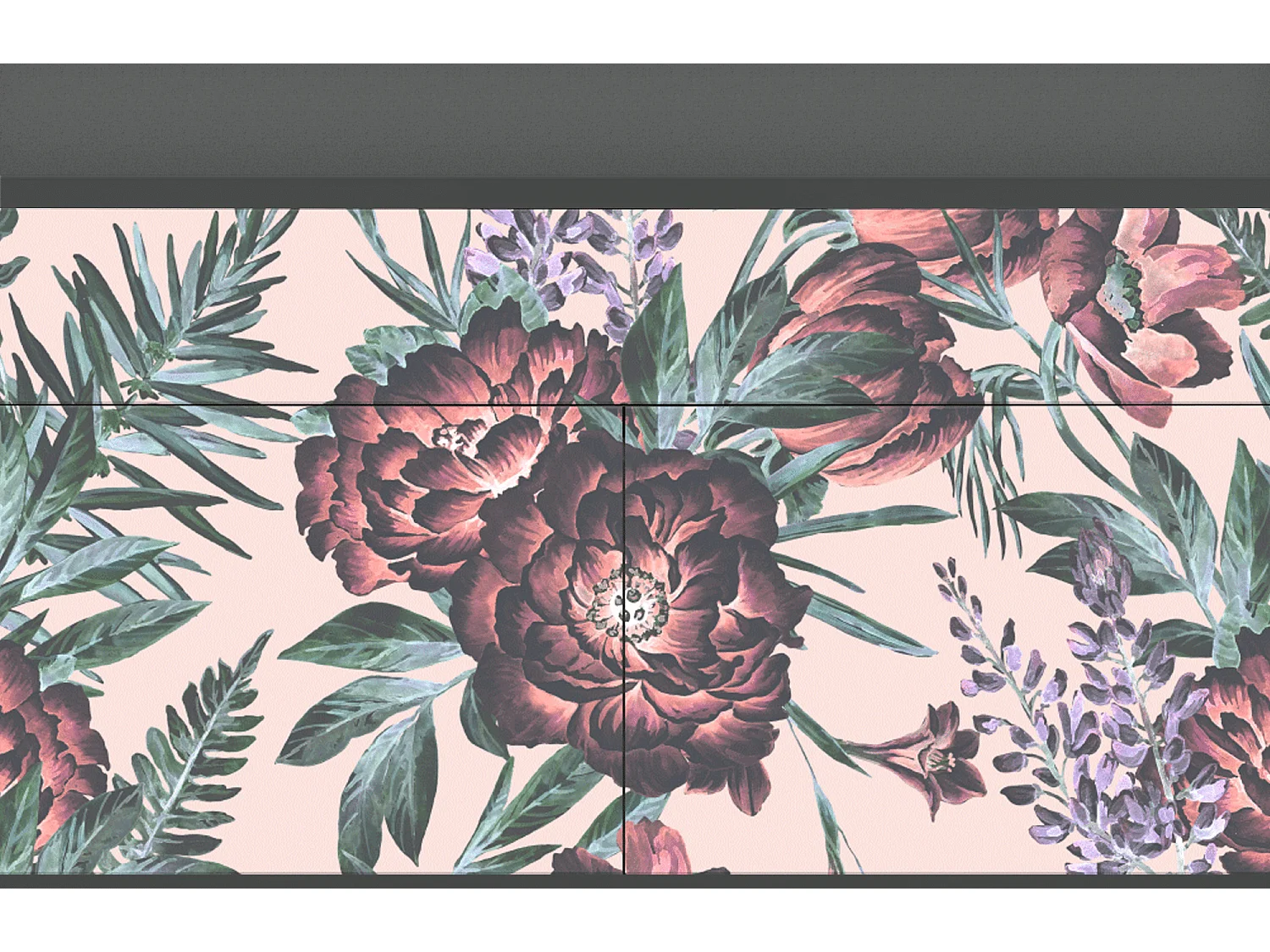 Kredens - 115x85x48 cm - BS4 - Peach Peonies, Antracyt