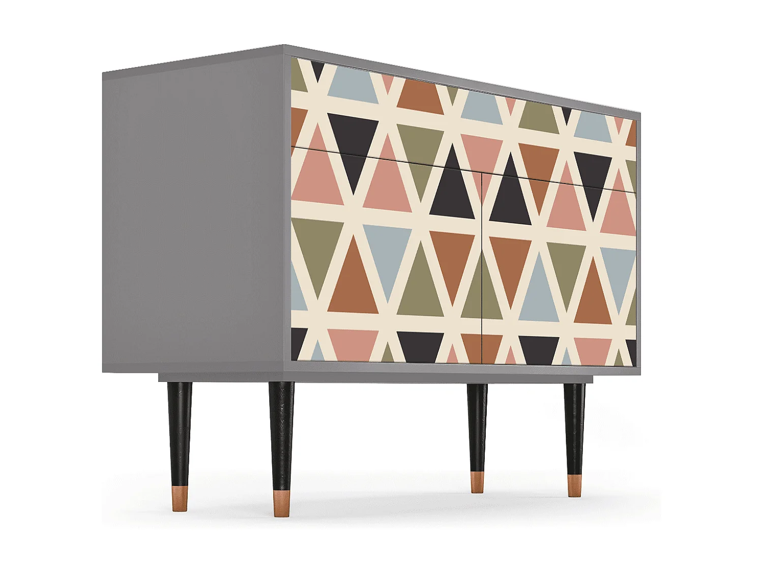 Kredens - 115x85x48 cm - BS4 - Royal Triangles, Szary