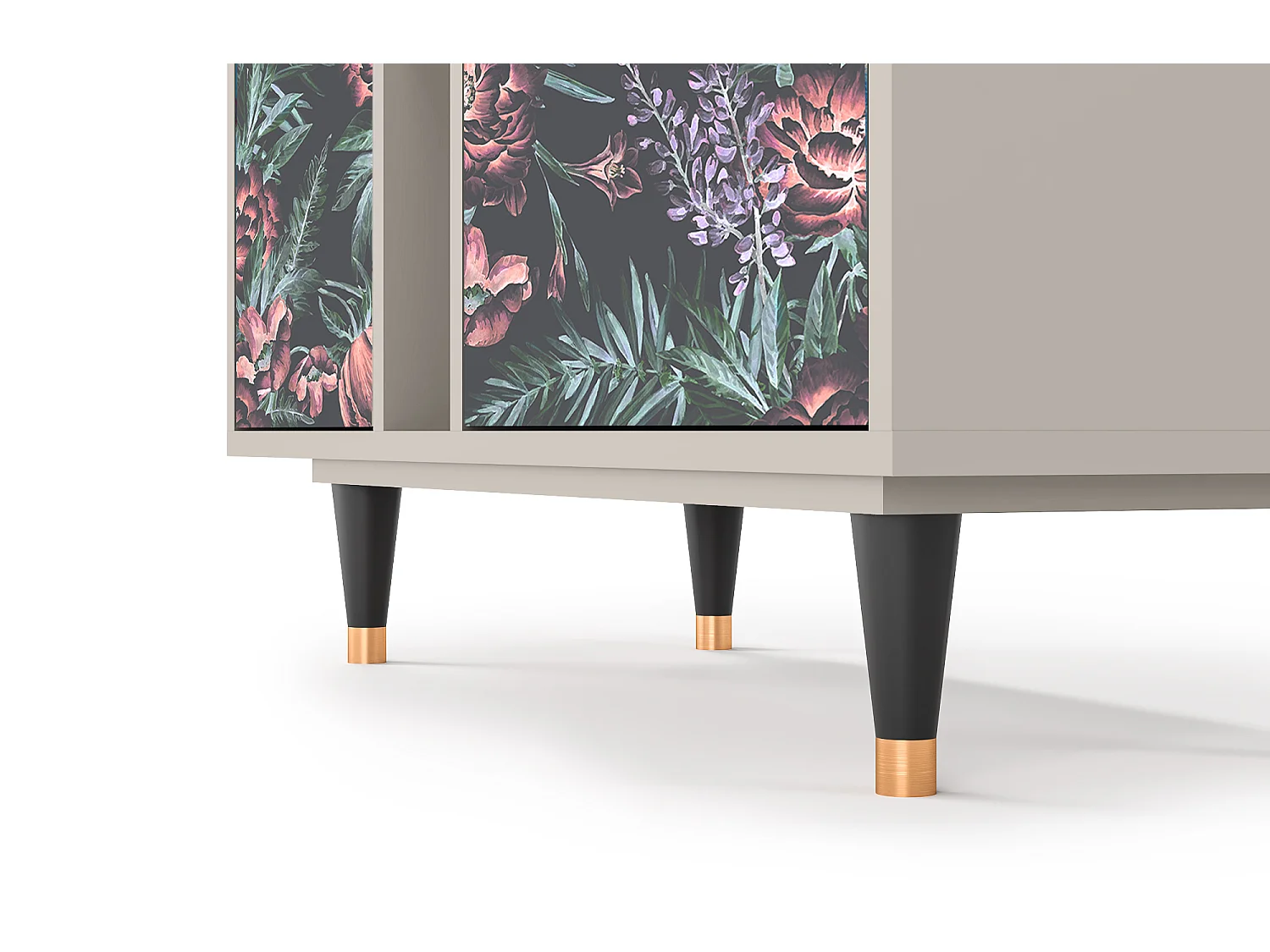 Kredens - 94х96х41 cm - BS5 - Dark Peonies, Piaskowy