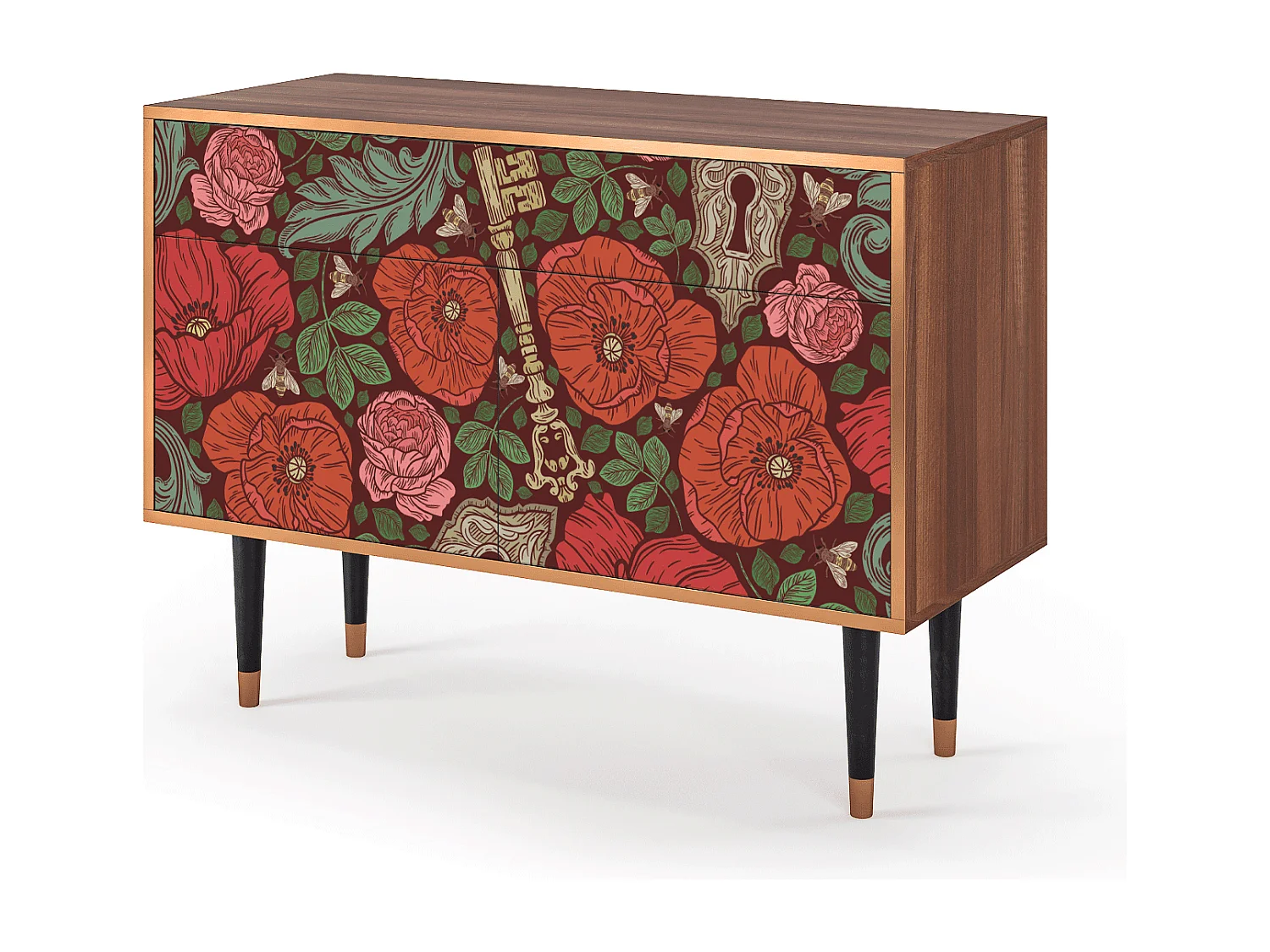 Buffet - 115x85x48 cm - BS4 - Poppy Garden, Noyer