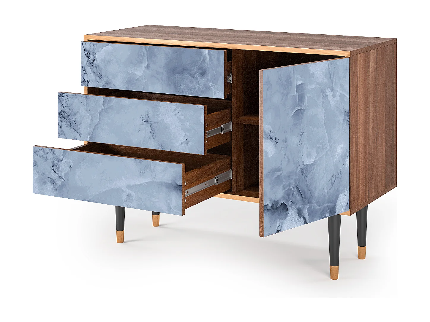 Kredens - 115х84х41 cm - S3 - Feather Ice, Orzech