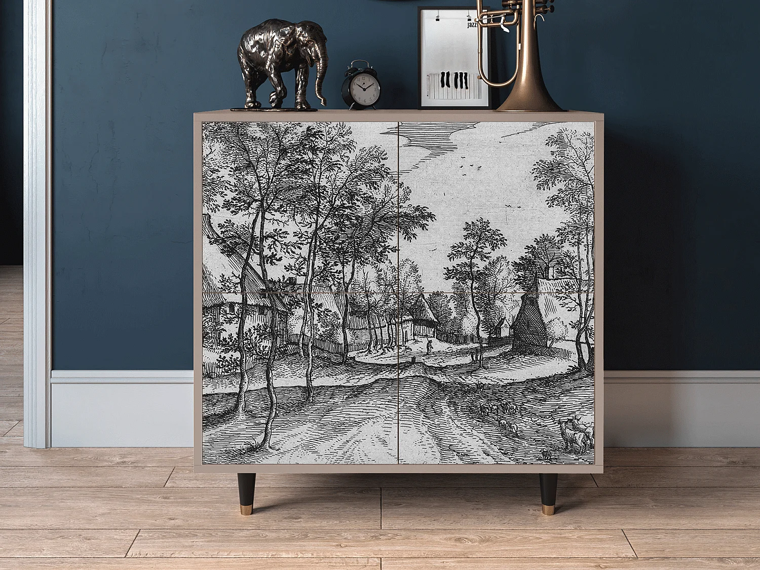 Kredens - 94x96x48 cm - BS3 - Village Road, Latte