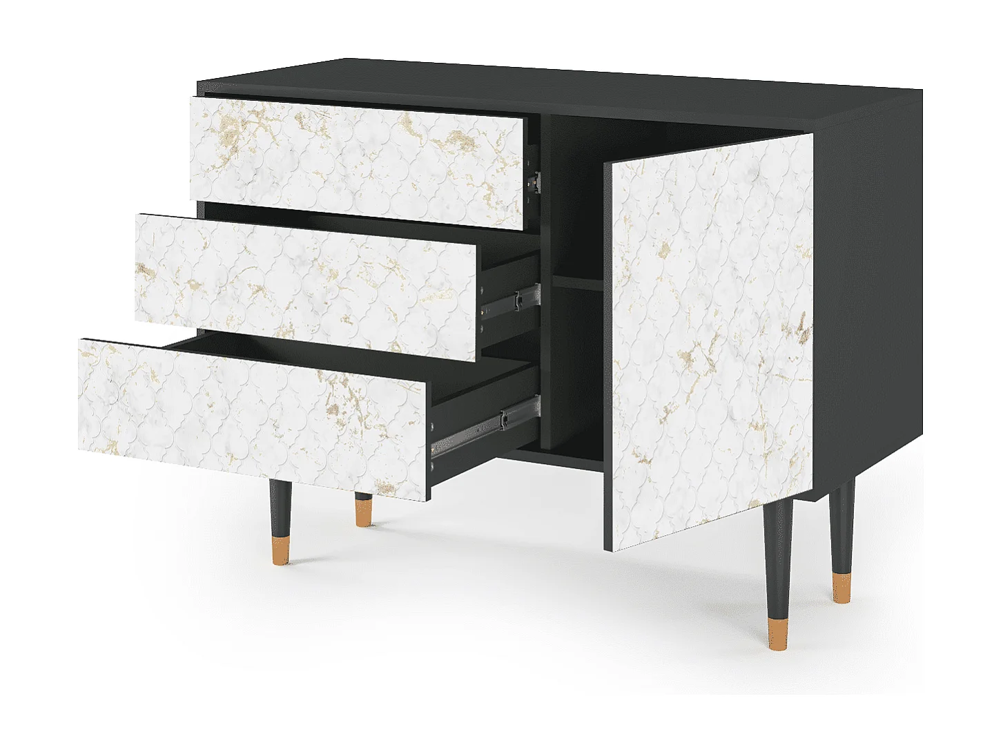 Dressoir - 115х84х41 cm - S3 - Sweet Cotton, Antraciet