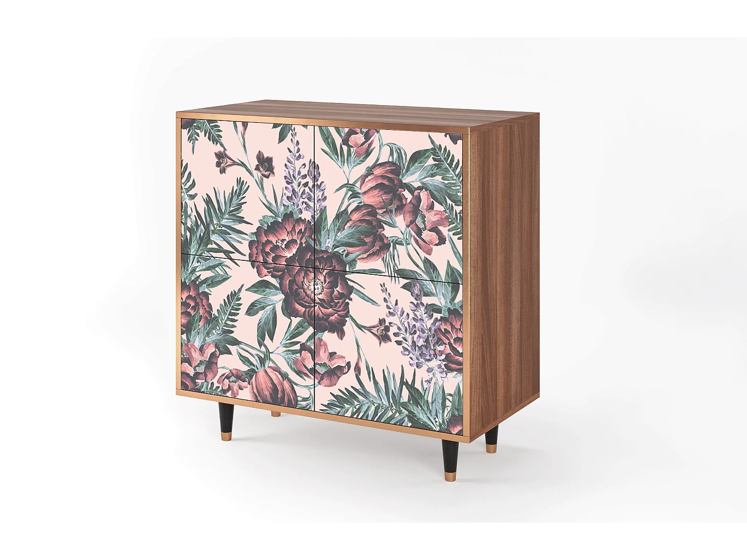 Aparador - 94x96x48 cm - BS3 - Peach Peonies, Nogueira