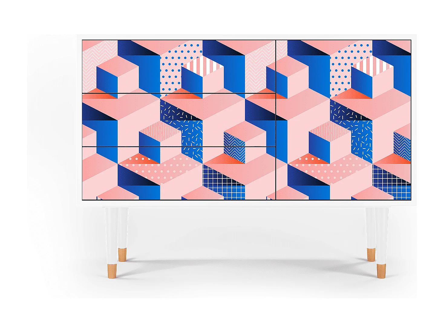 Credenza - 115х84х41 cm - S3 - Pinky Squares, Bianco