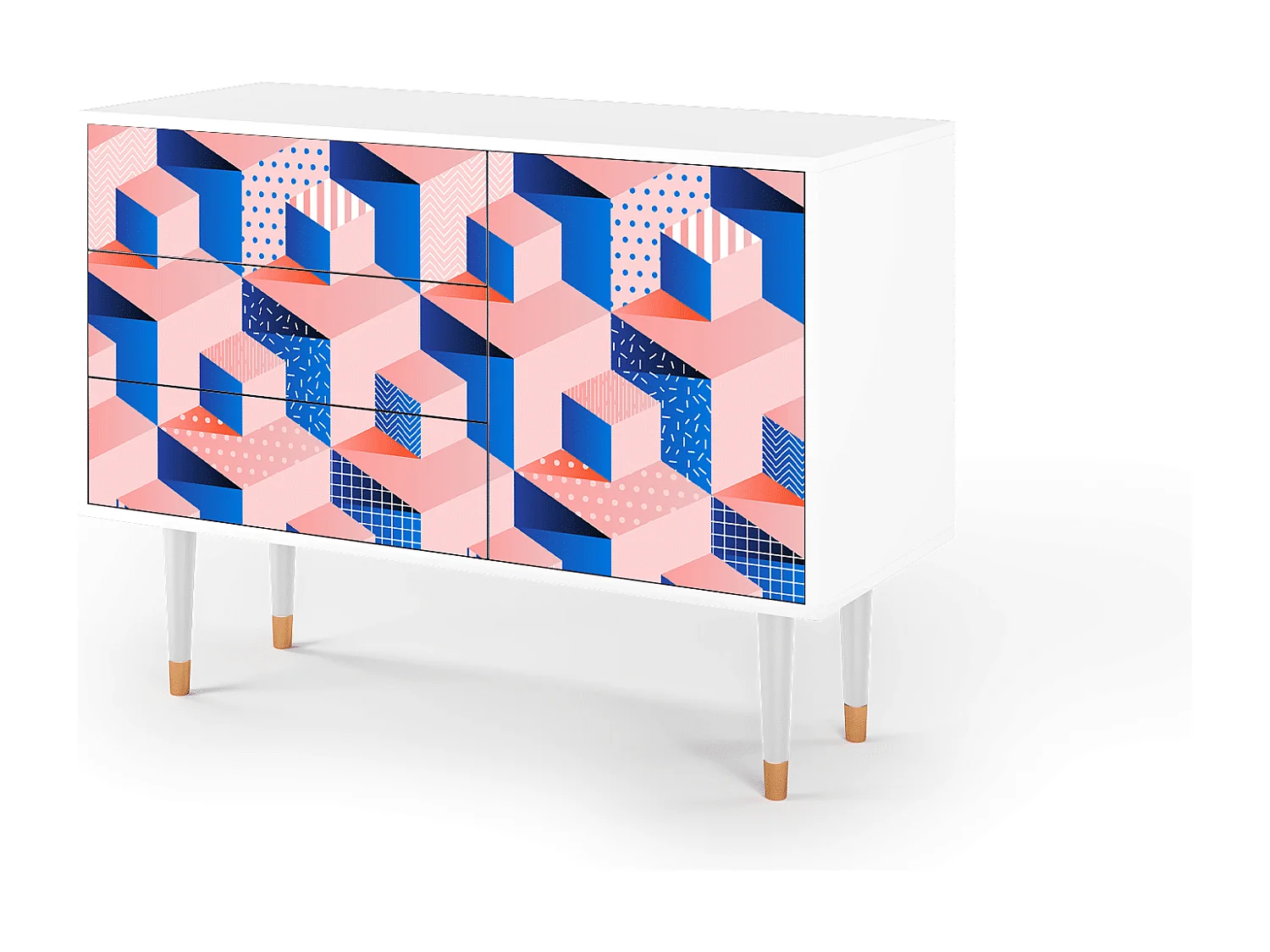 Credenza - 115х84х41 cm - S3 - Pinky Squares, Bianco