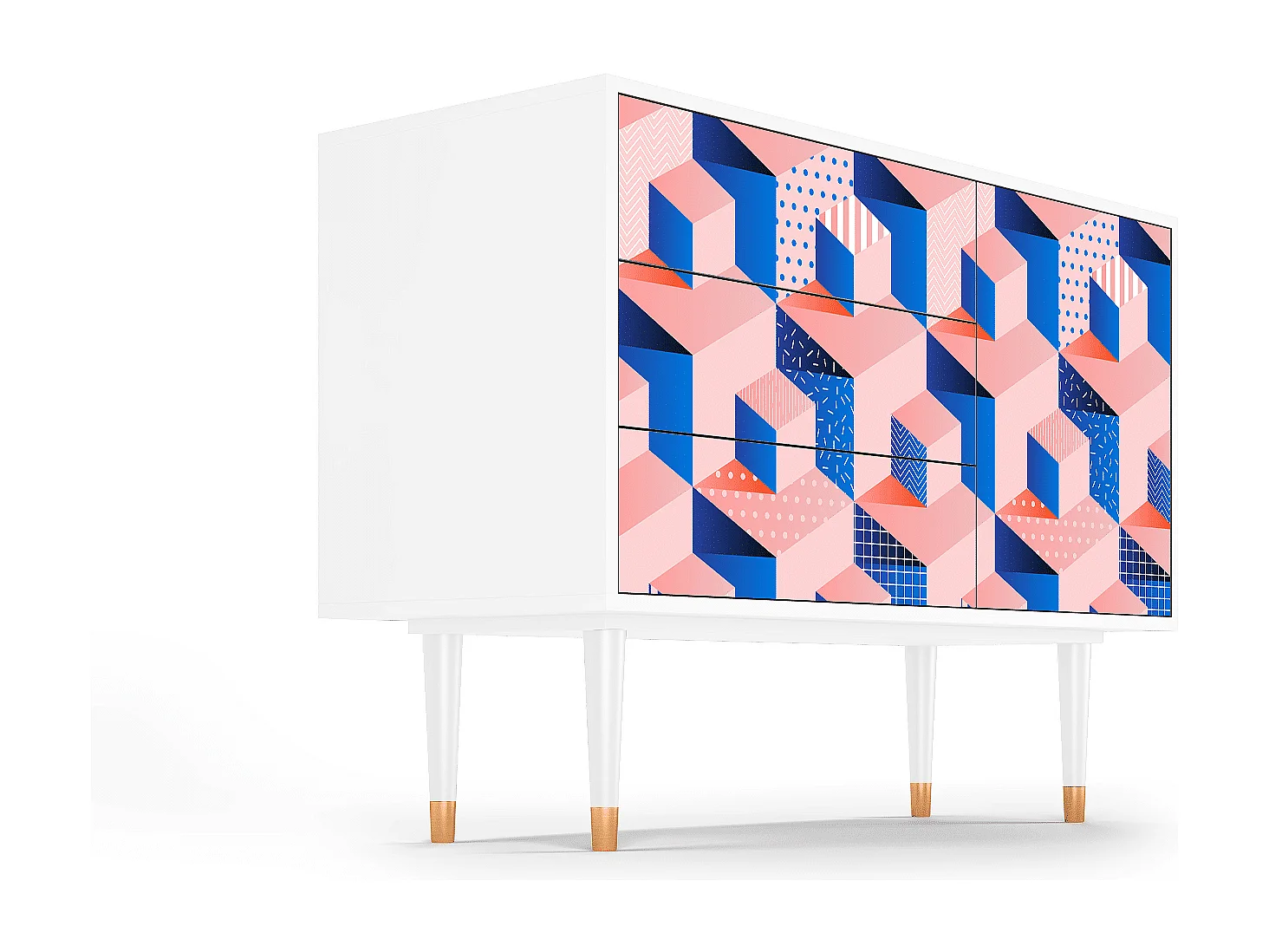 Credenza - 115х84х41 cm - S3 - Pinky Squares, Bianco