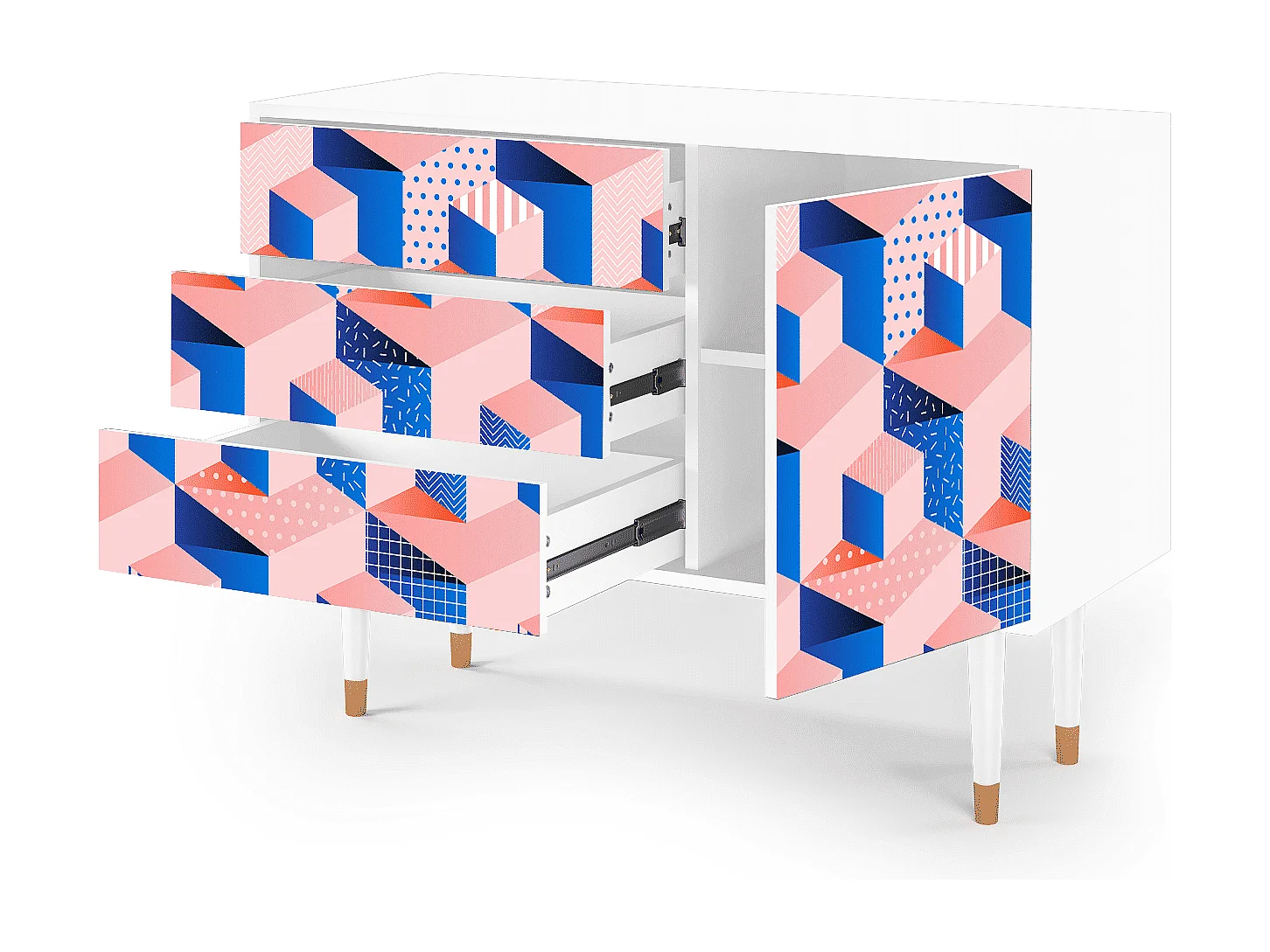 Credenza - 115х84х41 cm - S3 - Pinky Squares, Bianco