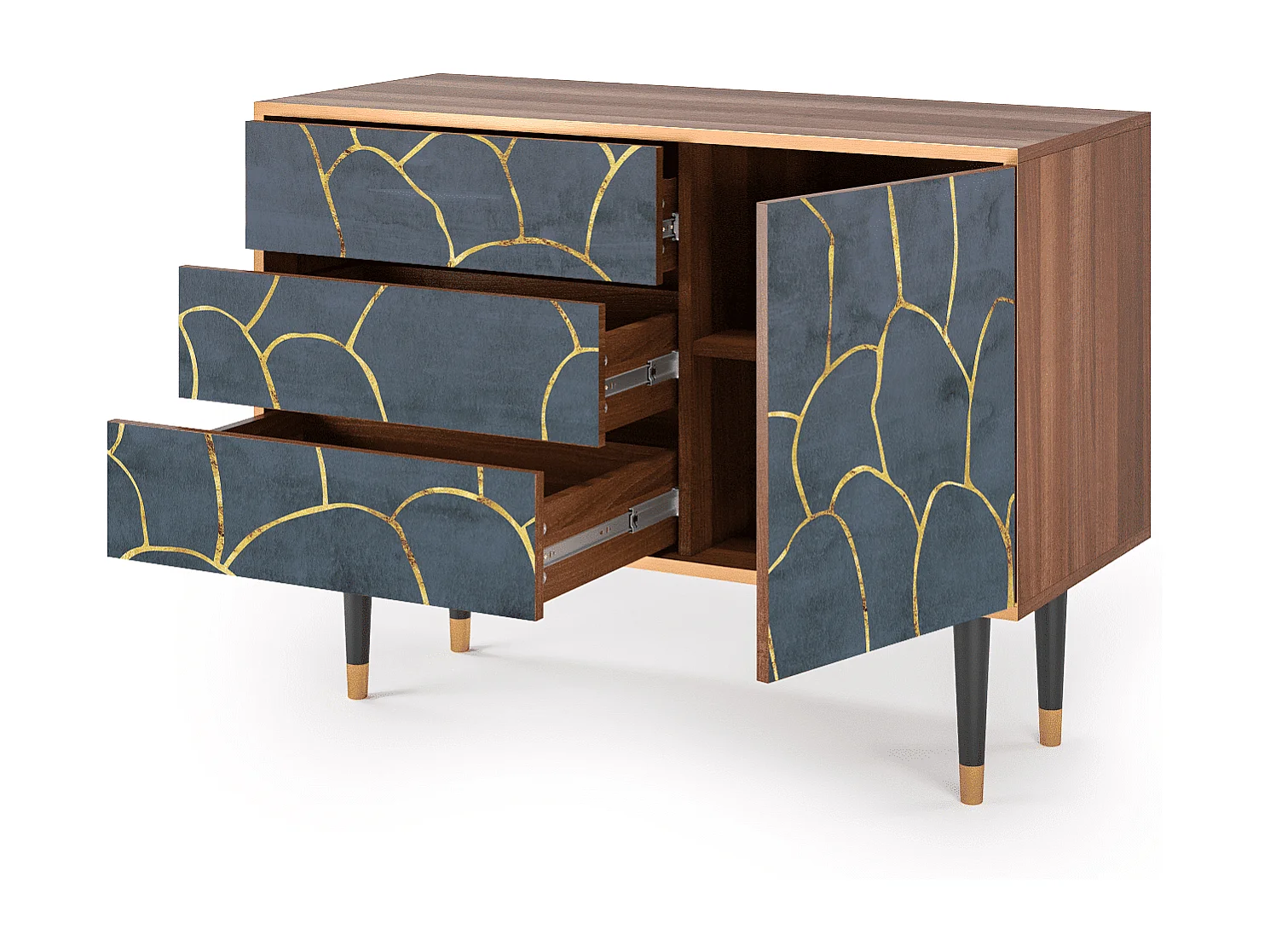 Sideboard - 115х84х41 cm - S3 - Blue Lagoon, Walnuss