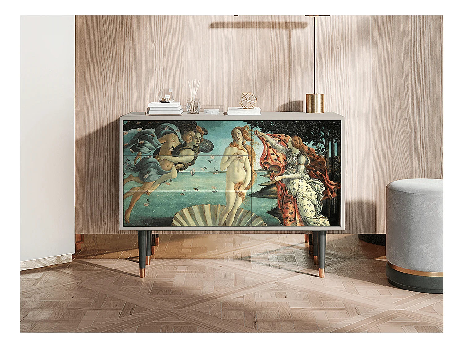 Kredens - 115х84х41 cm - S3 - The Birth of Venus, Piaskowy