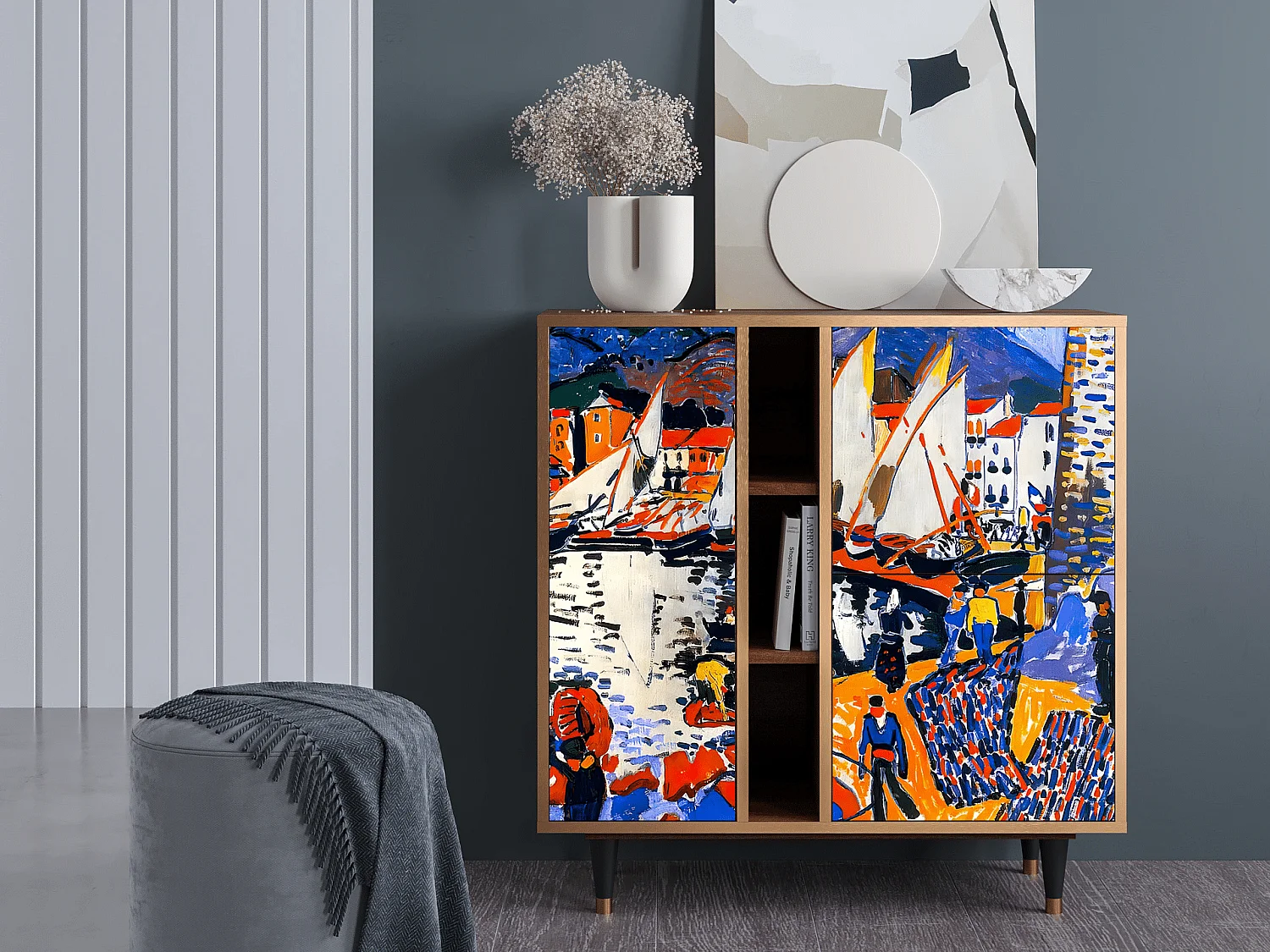 Buffet - 94х96х41 cm - BS5 - Le Séchage des voiles , Noyer